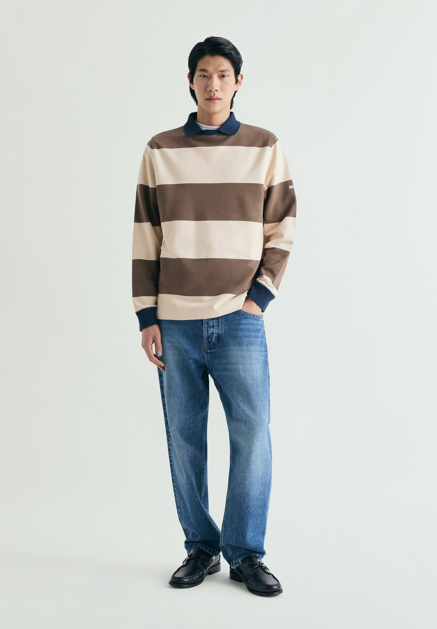 STRIPED SWEATSHIRT WITH CONTRAST COLLAR