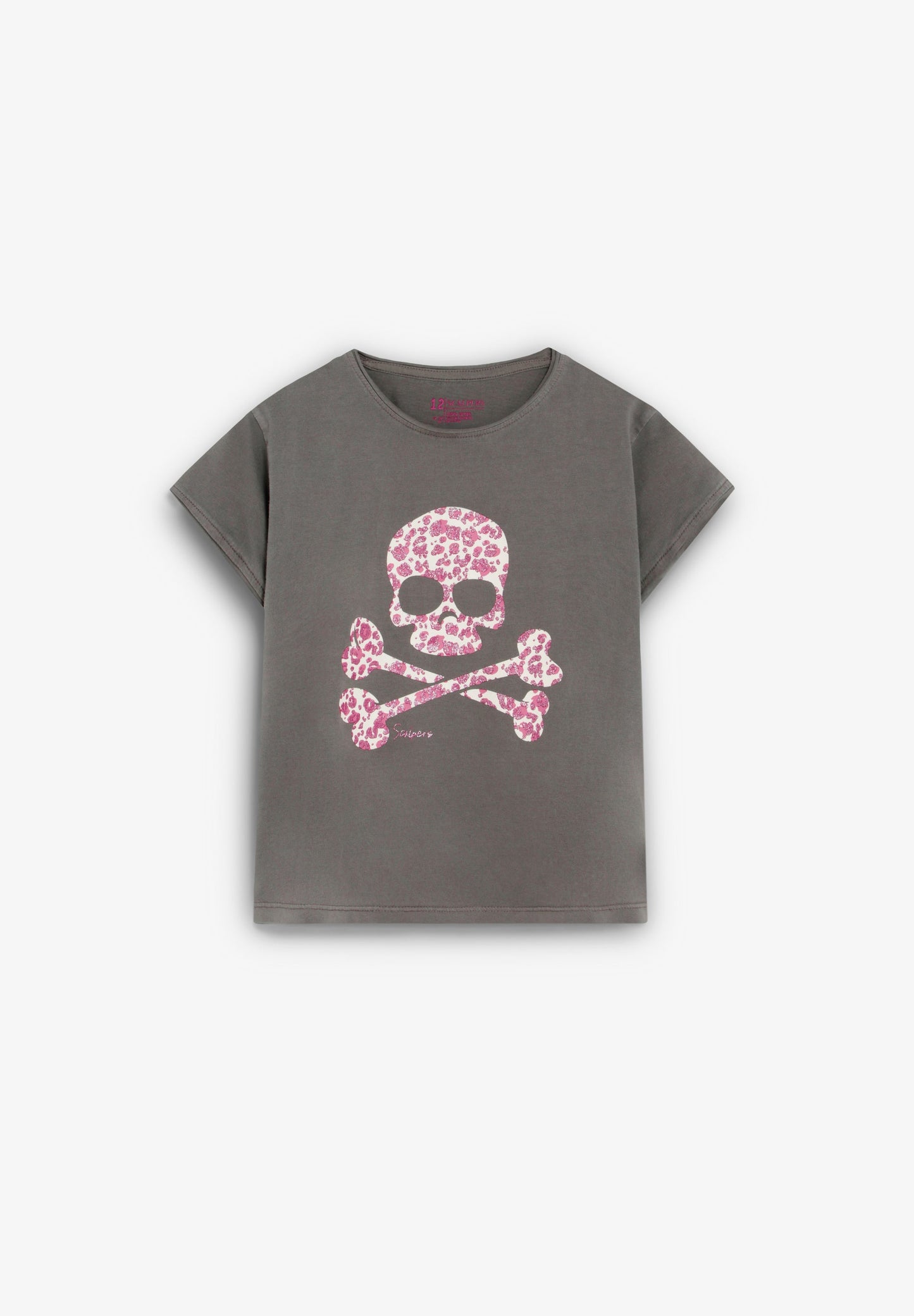 T-SHIRT MIT TOTENKOPF UND ANIMAL-PRINT