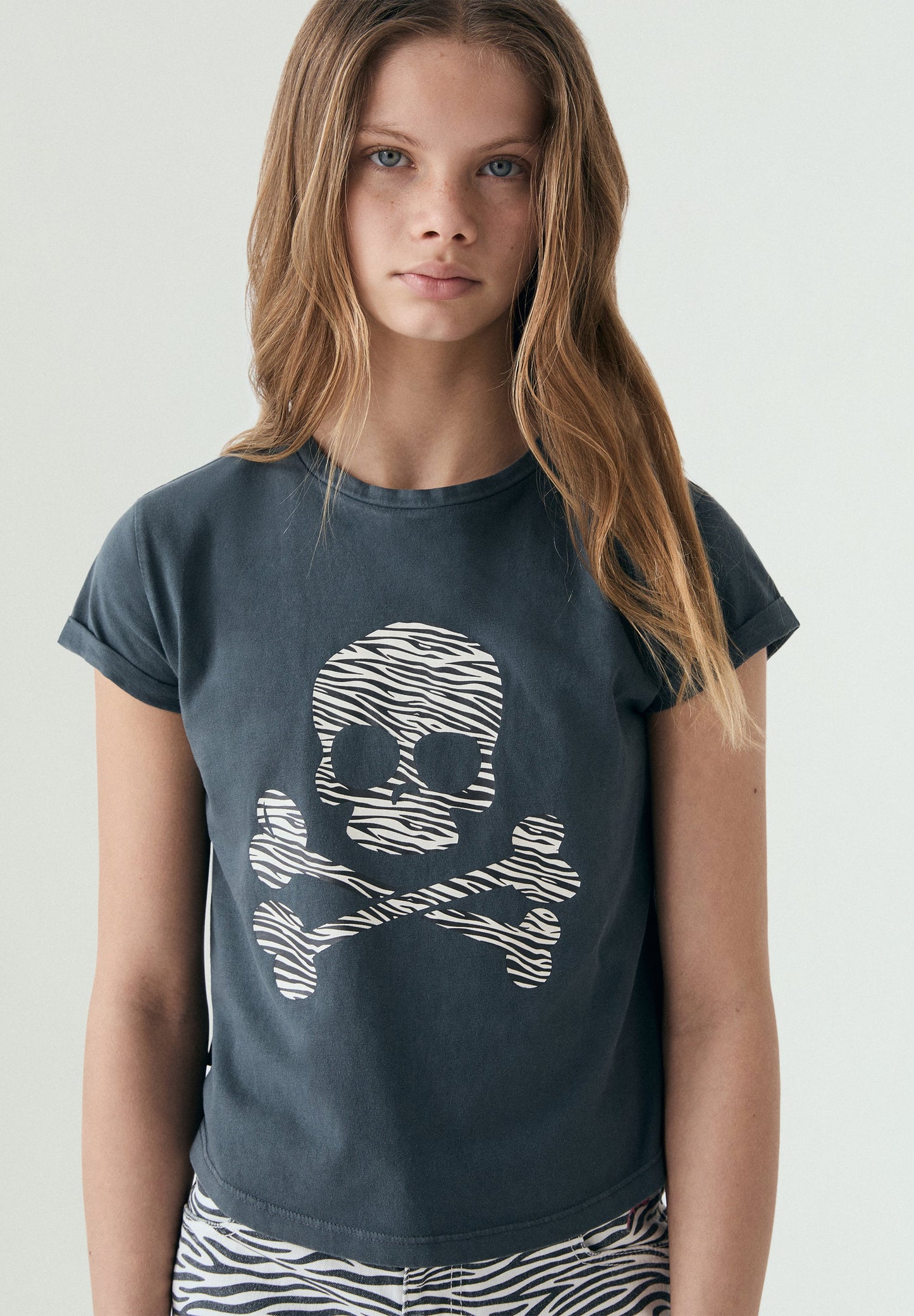 ANIMAL PRINT SKULL T-SHIRT