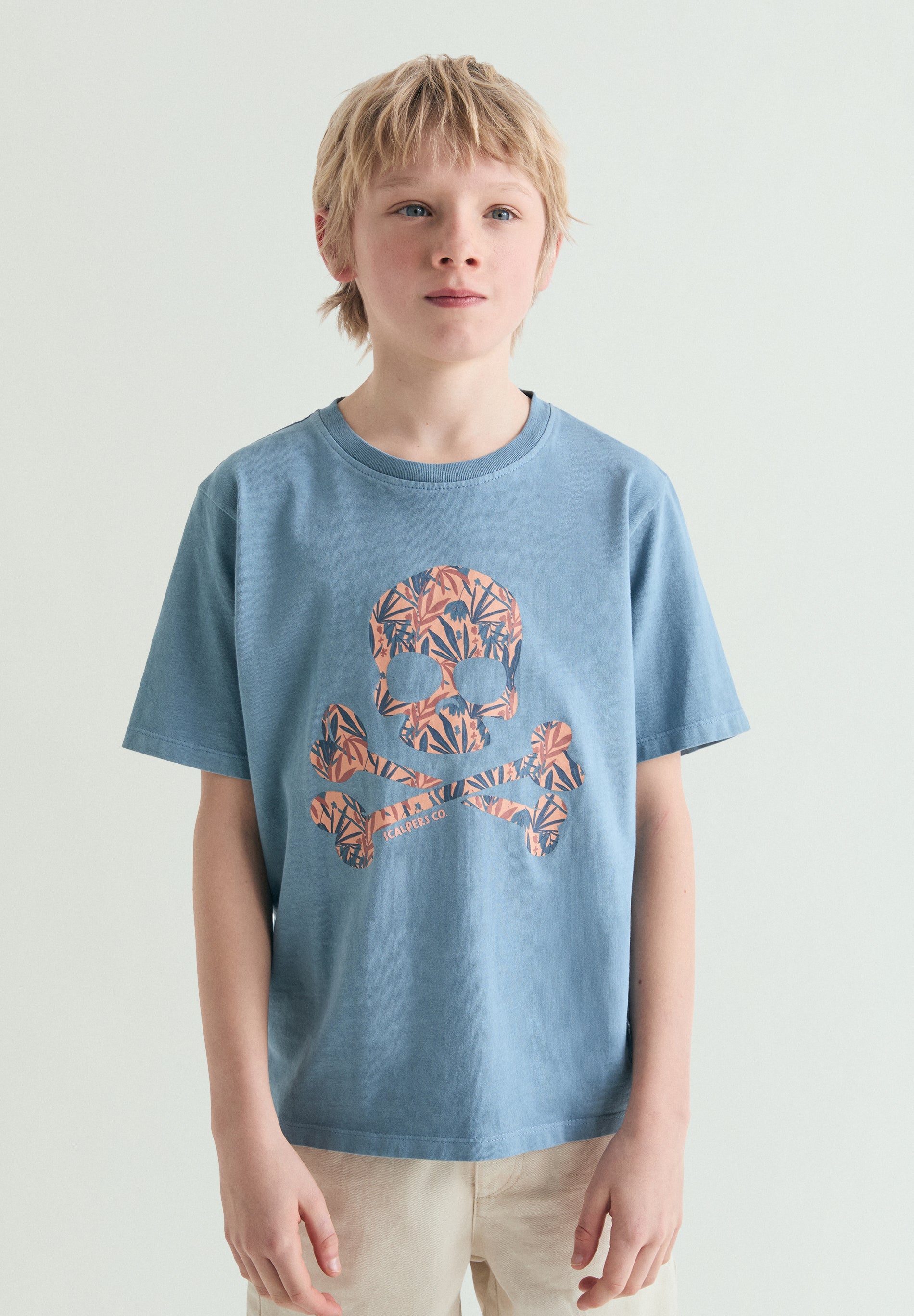 T-SHIRT SKULL IMPRIMÉ TROPICAL