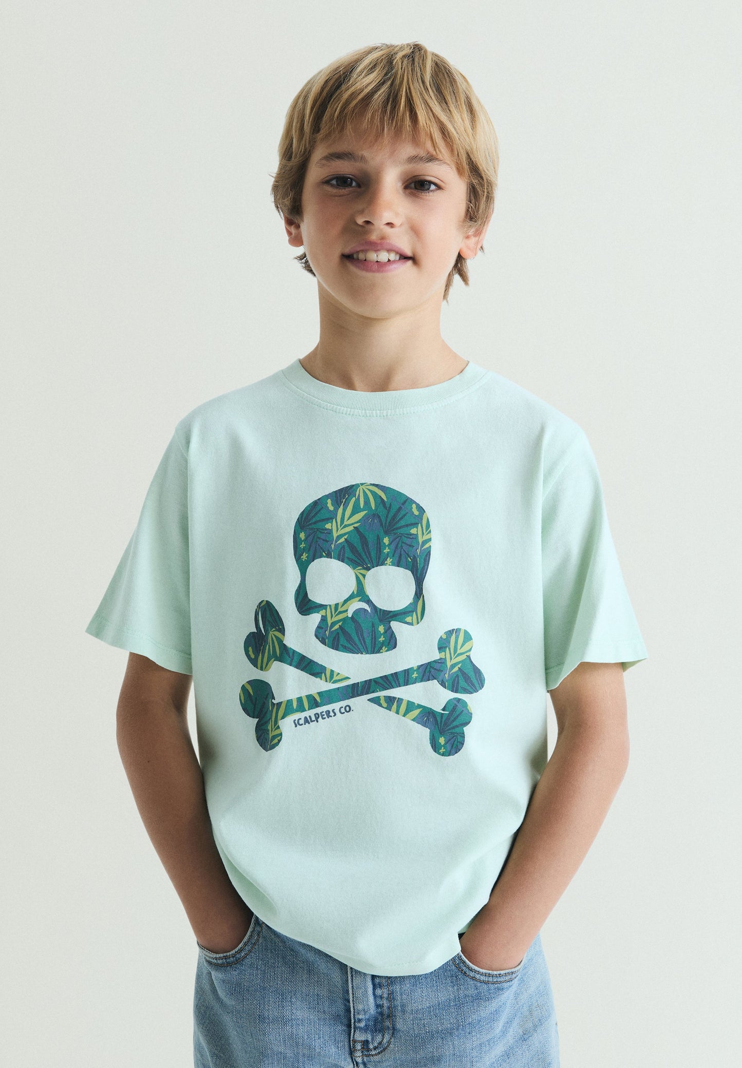 TROPICAL SKULL PRINT T-SHIRT