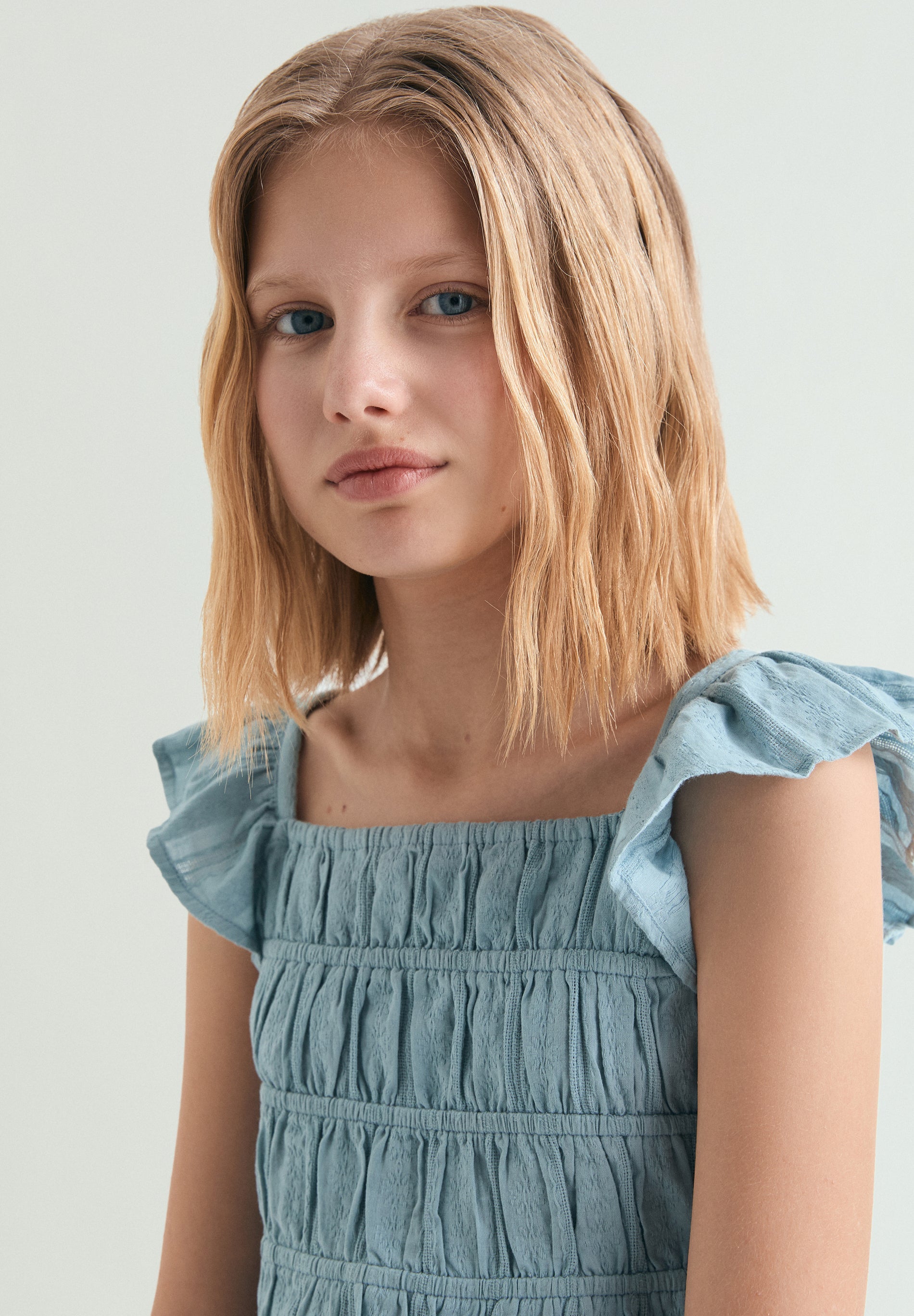 GATHERED BLOUSE WITH RUFFLES