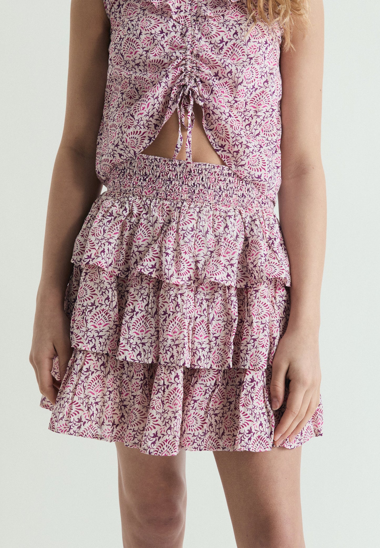 JUPE MULTICOLORE VOLANTS