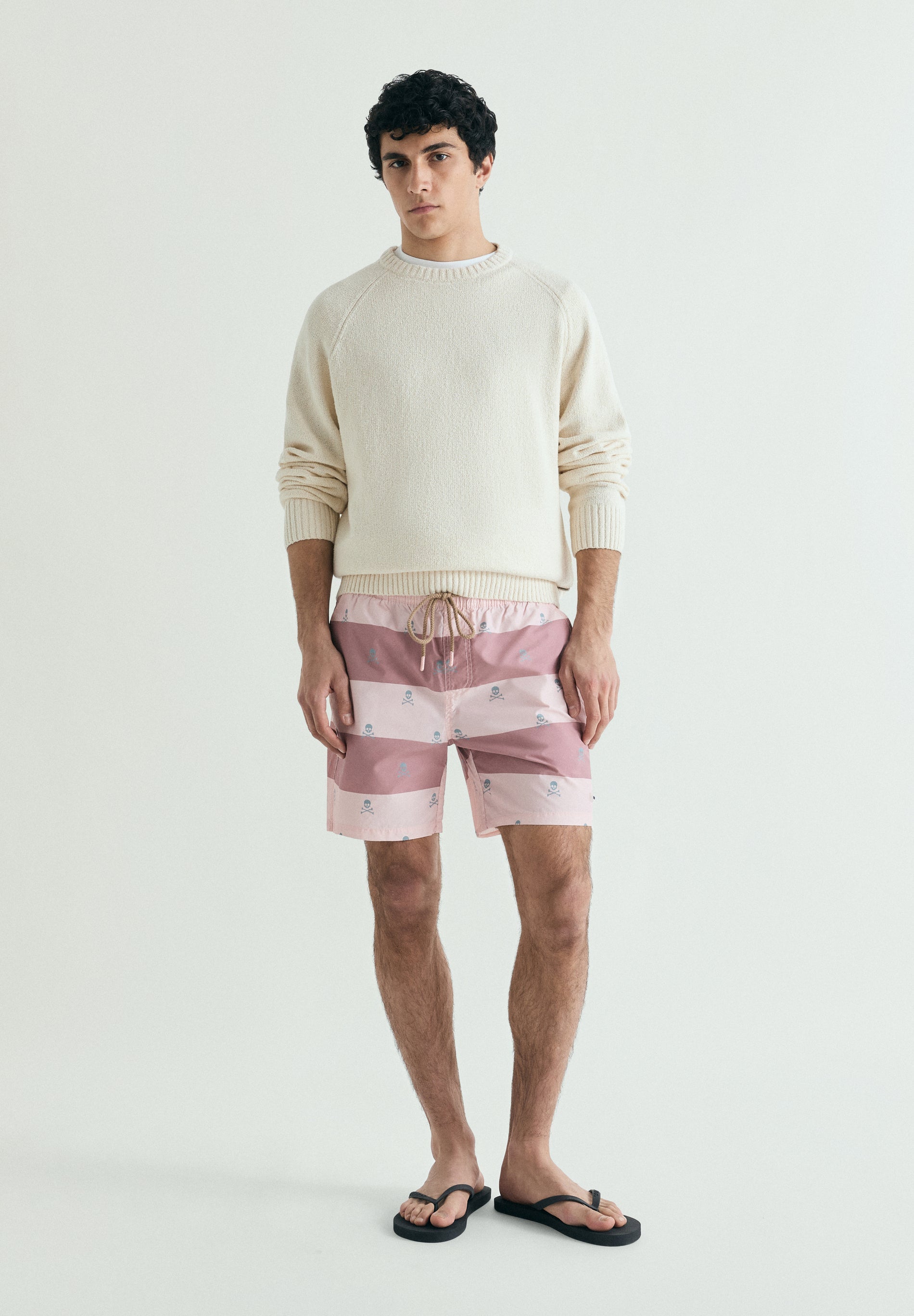 SKULL AND STRIPES SWIMMING TRUNKS
