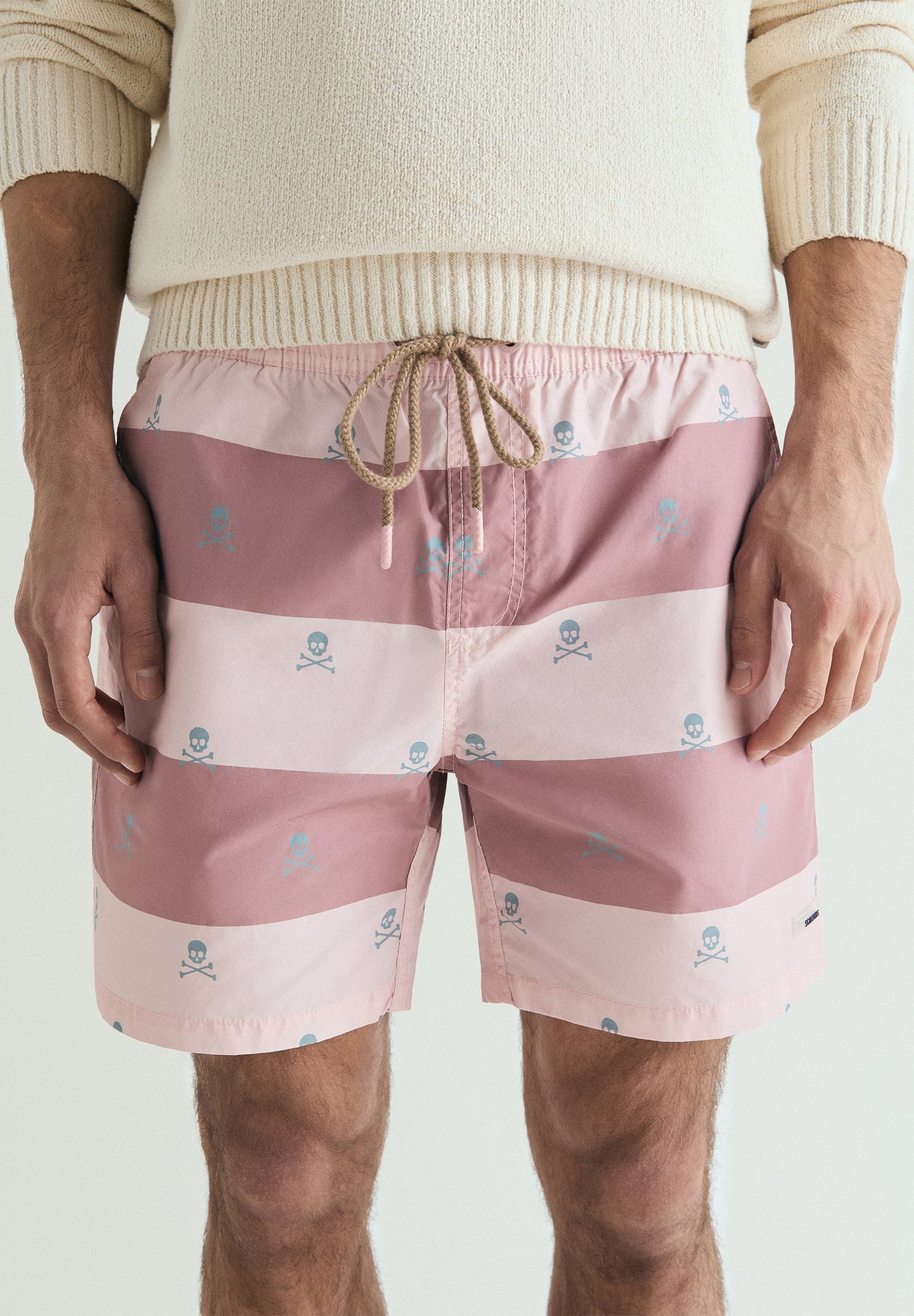 SKULL AND STRIPES SWIMMING TRUNKS