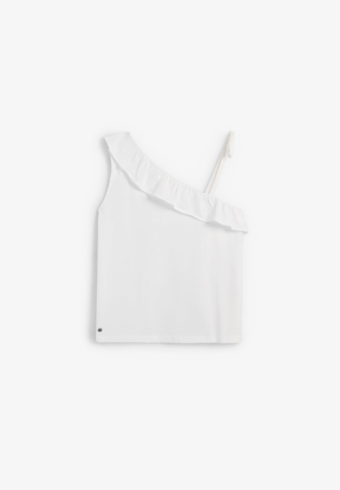 ASYMMETRISCHES T-SHIRT MIT VOLANT