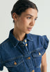 DENIM SHIRT WITH RUFFLED SLEEVE
