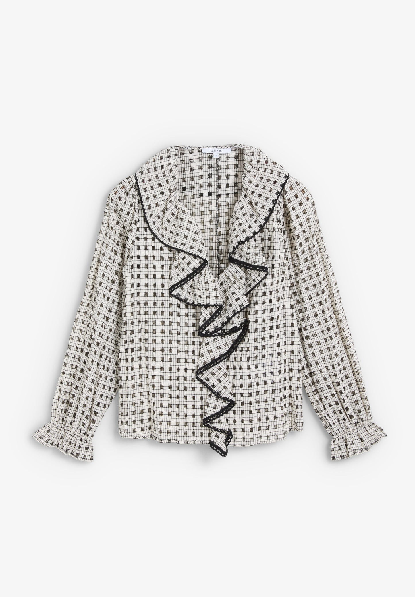 BLUSA ALGODÓN CUADROS VOLANTE - Scalpers