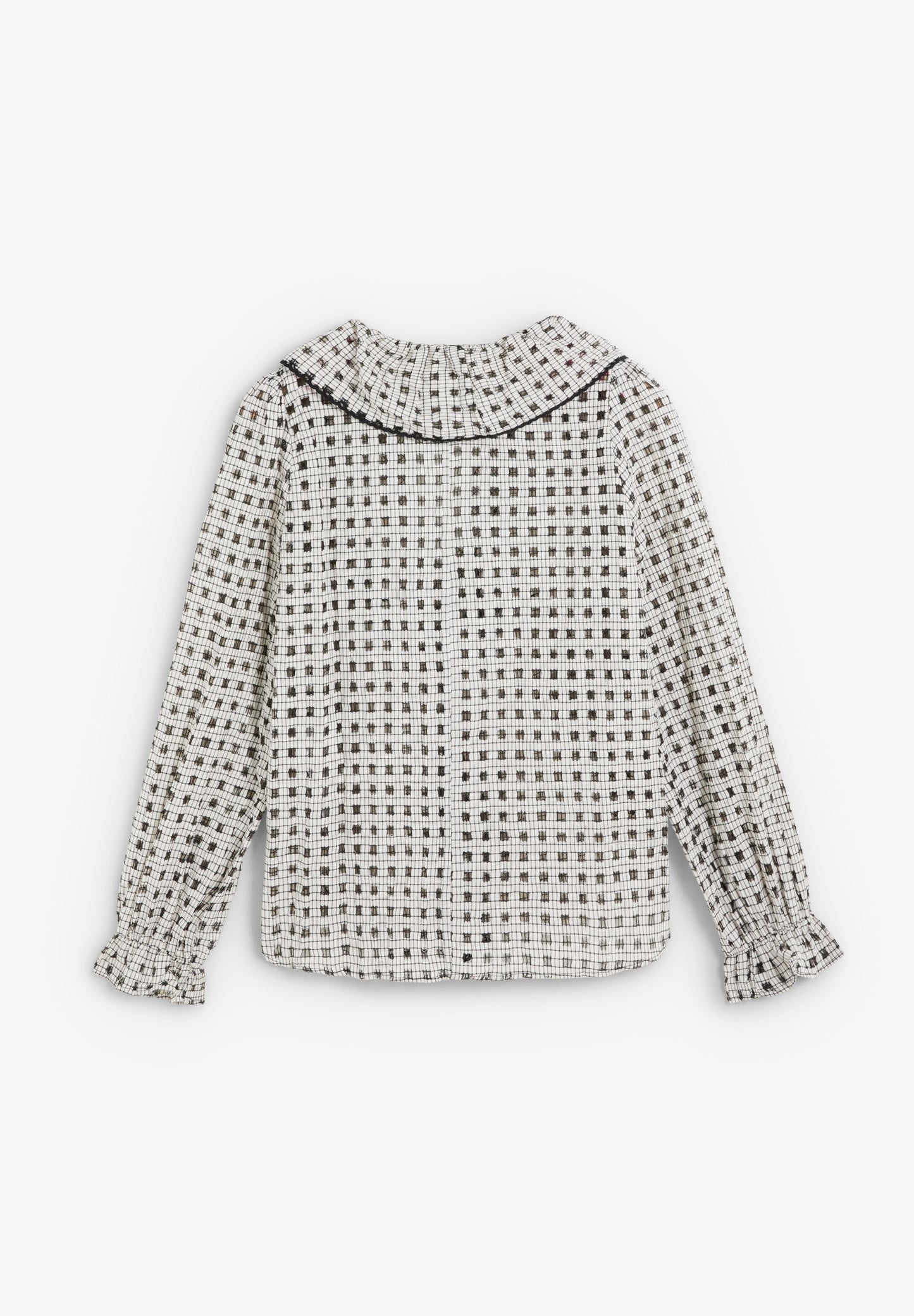 CHECK COTTON BLOUSE WITH RUFFLE