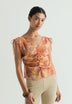 BLUSE MIT RAFFUNGEN UND BLUMENMUSTER