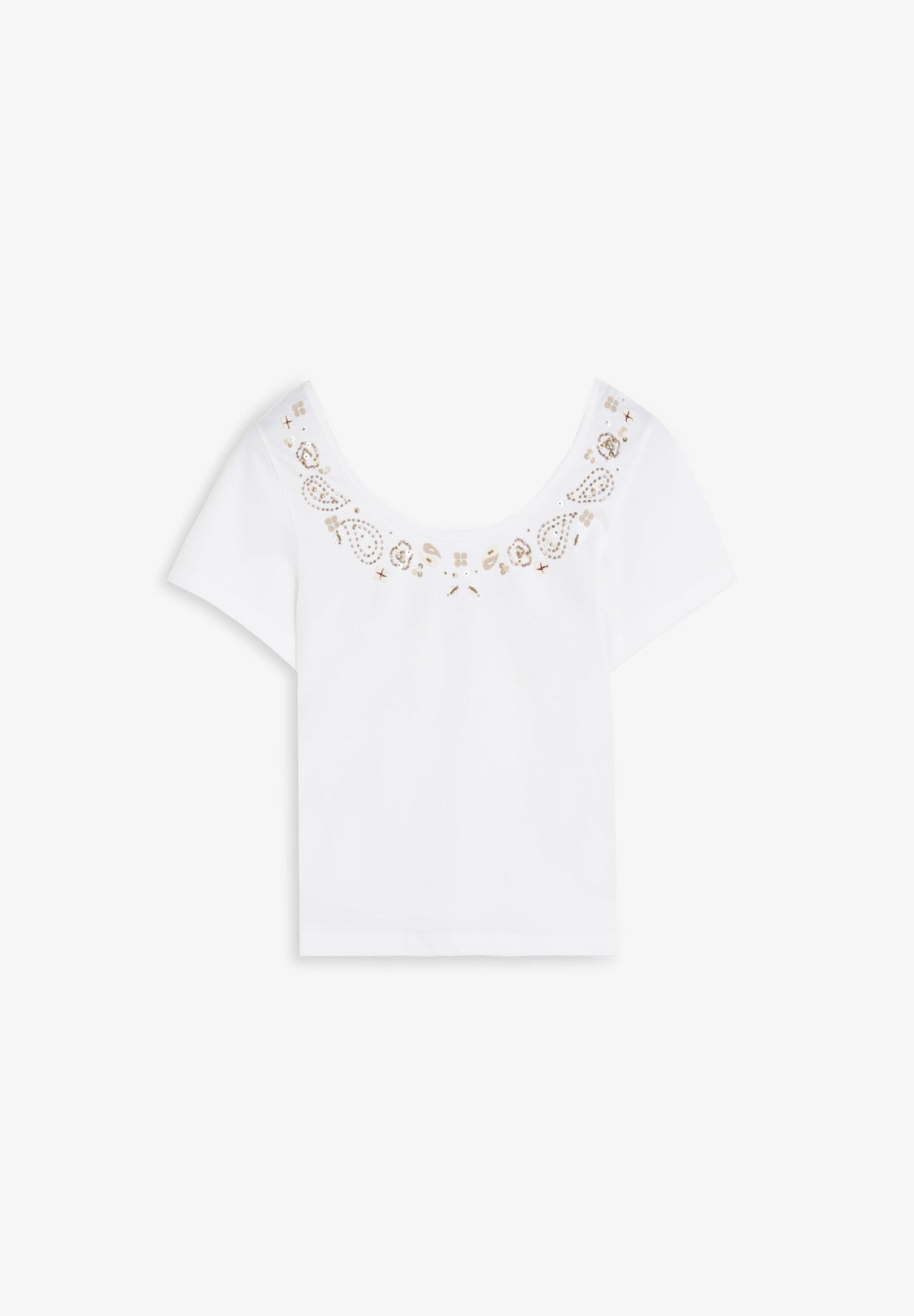 ROUND NECK T-SHIRT WITH BEADS