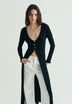 LONG RIBBED KNIT CARDIGAN