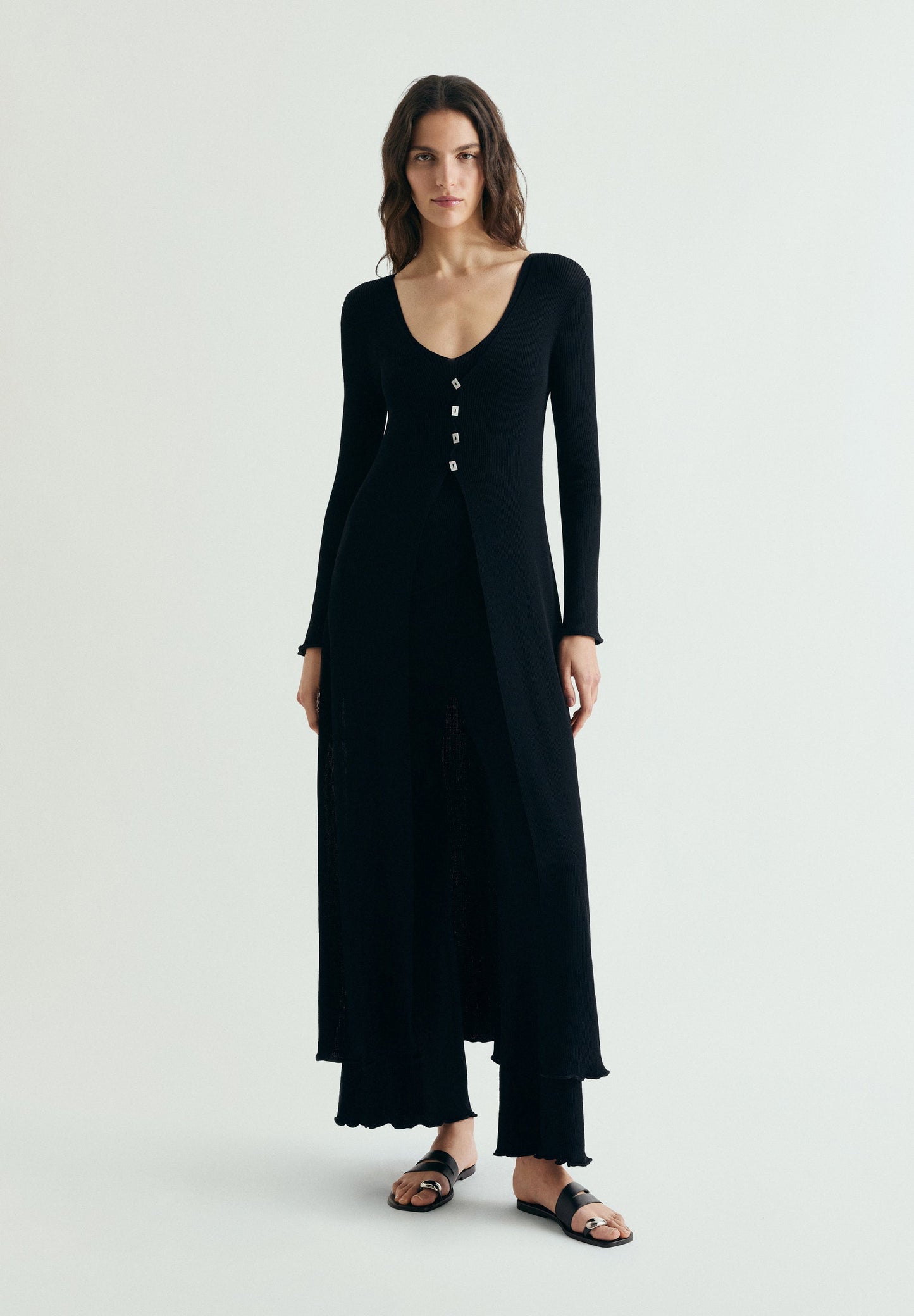 SCBUTTONS LONG KNIT CARDIGAN