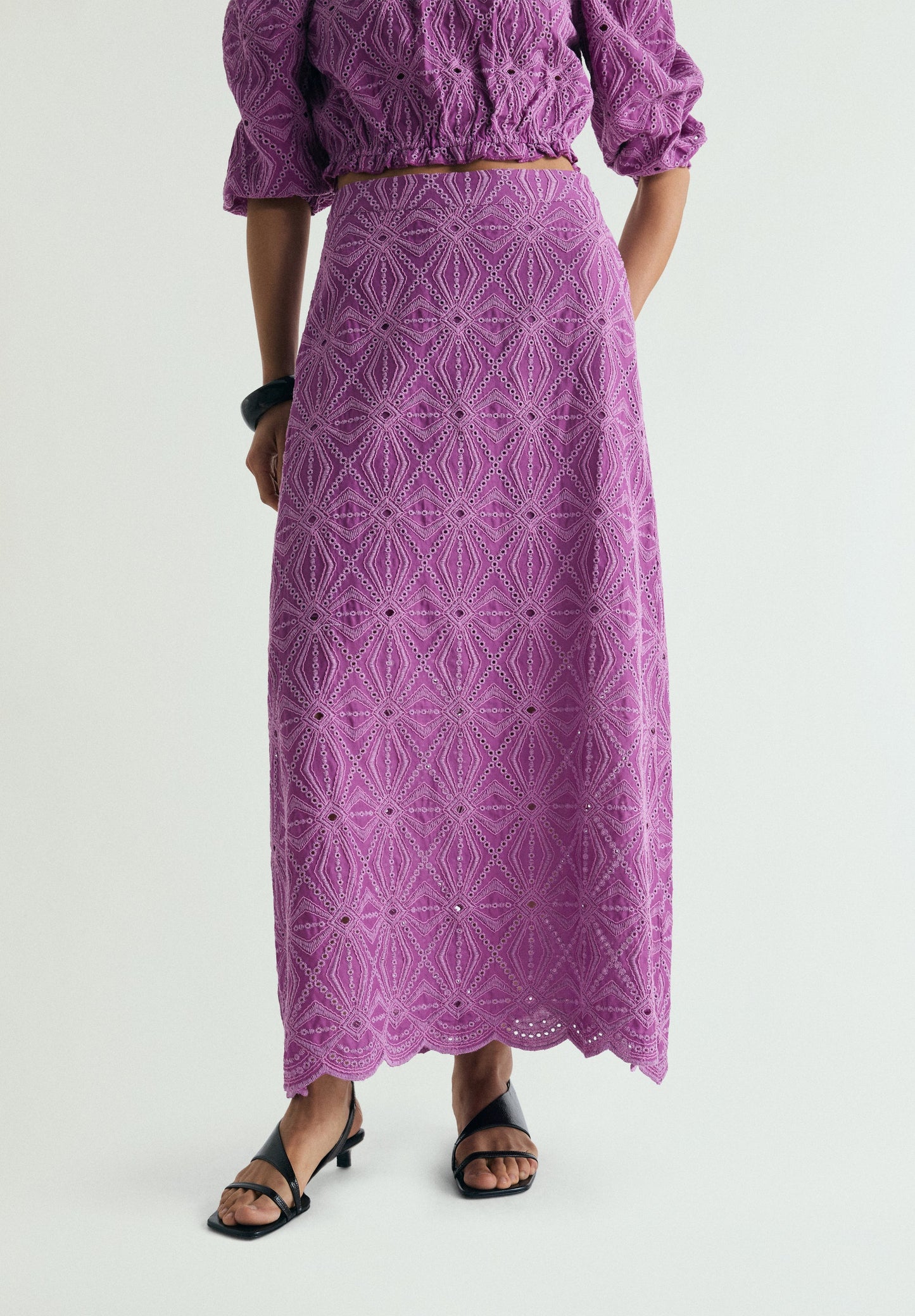 OPENWORK MIDI SKIRT
