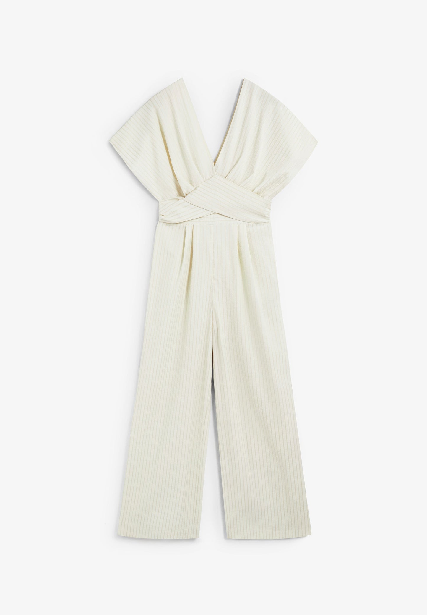 STRIPED JUMPSUIT WITH CROSSOVER WAIST