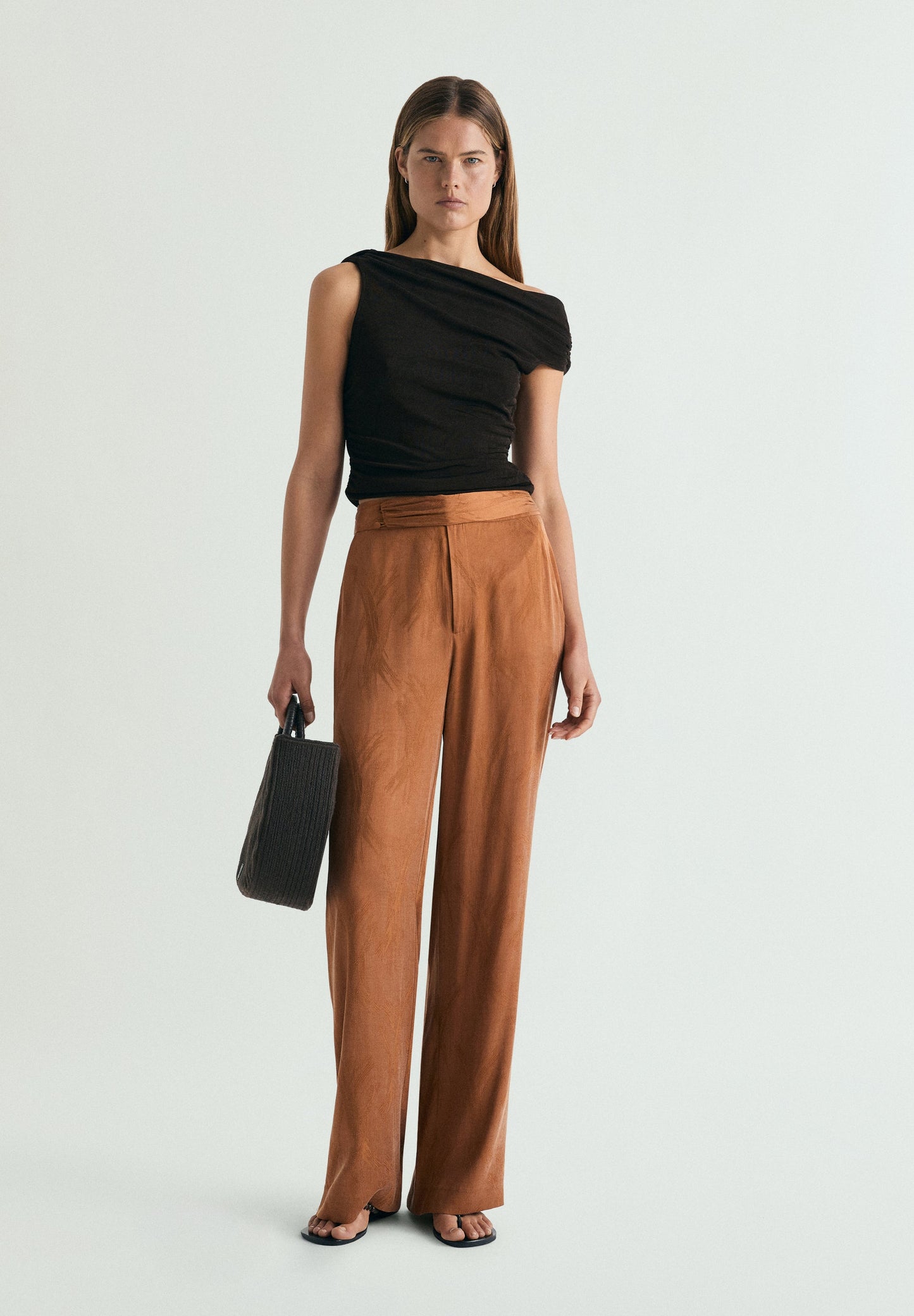 JACQUARD WIDE LEG TROUSERS