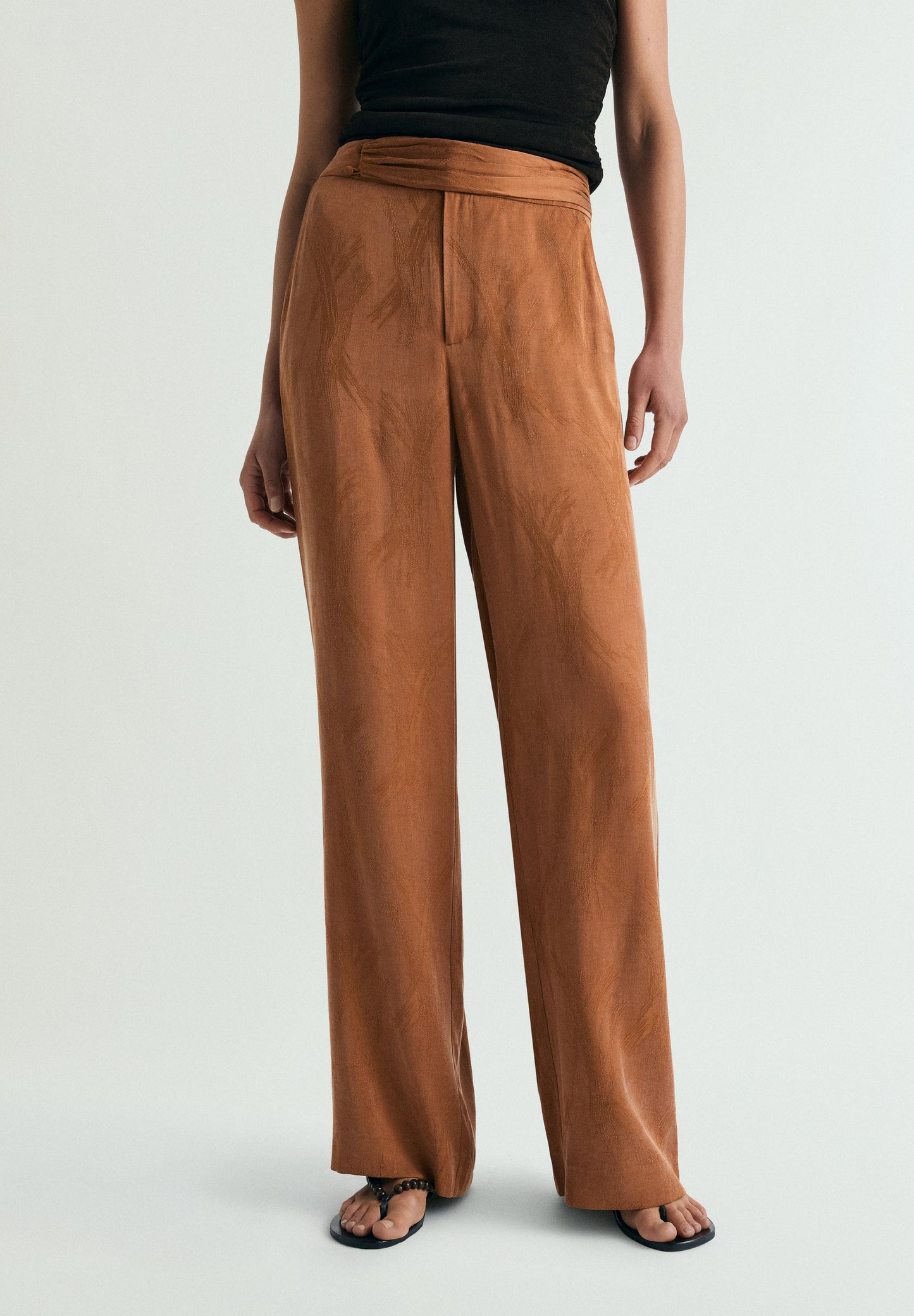 JACQUARD WIDE LEG TROUSERS