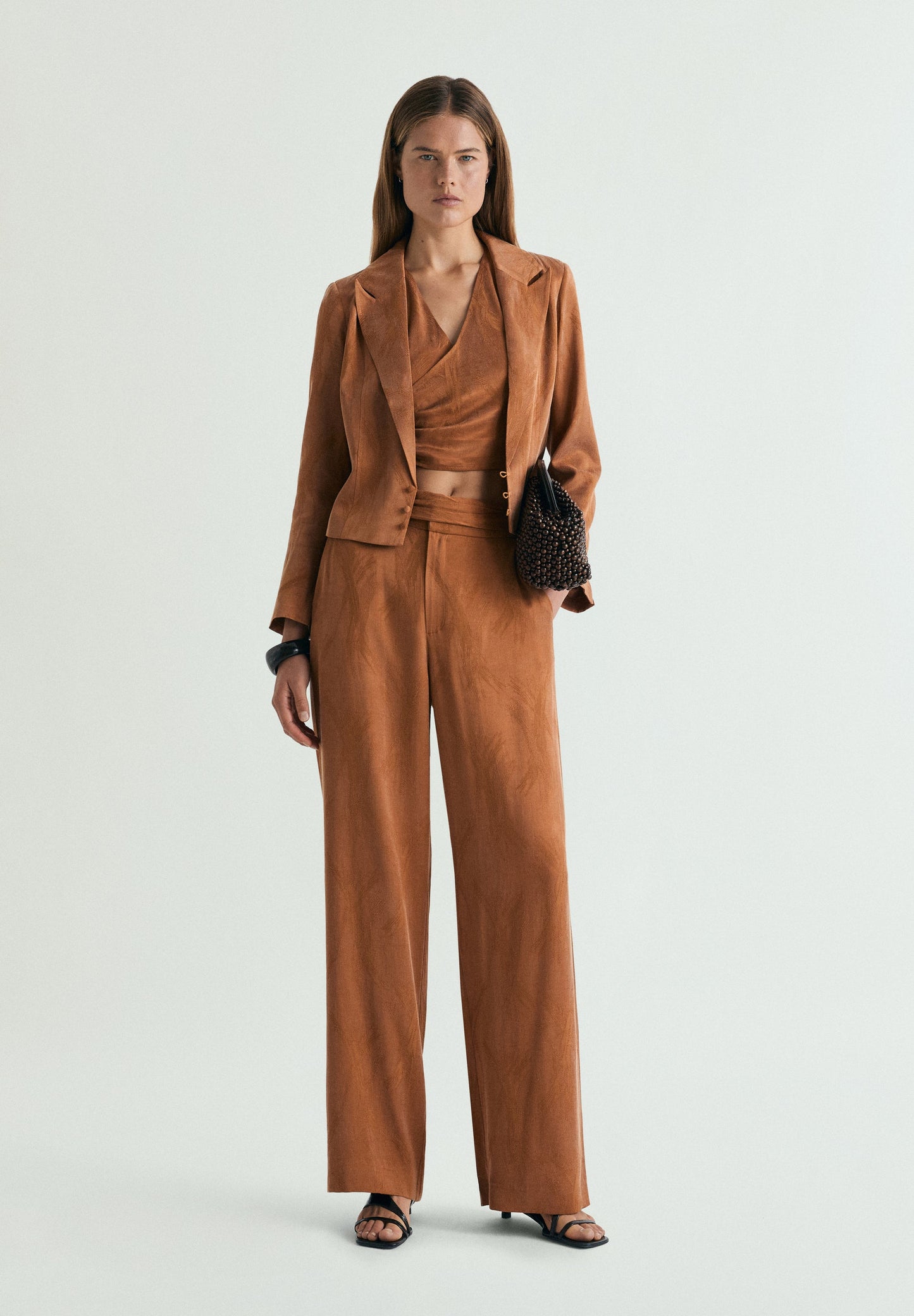 JACQUARD WIDE LEG TROUSERS