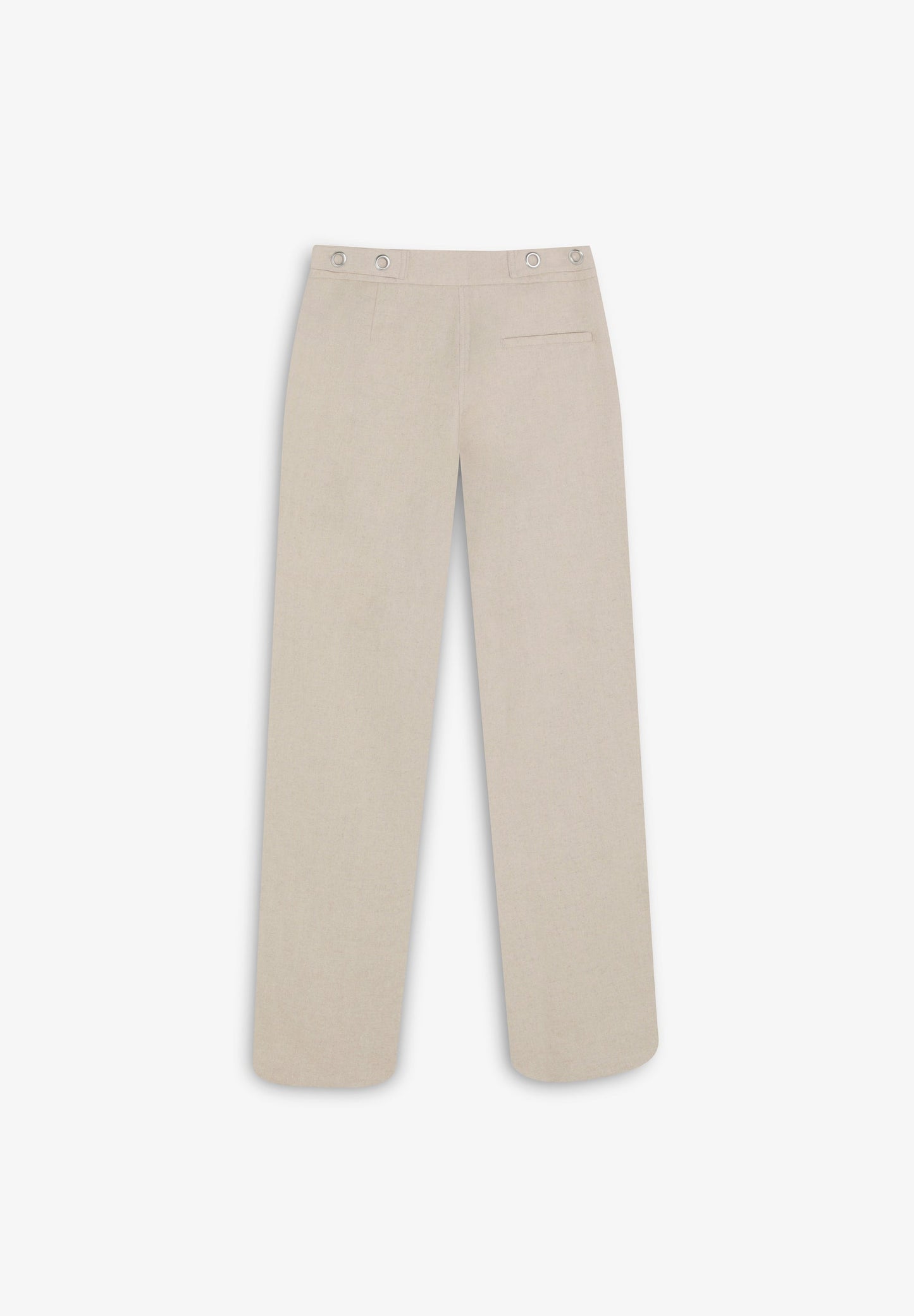 LINEN TROUSERS WITH METAL DETAILS