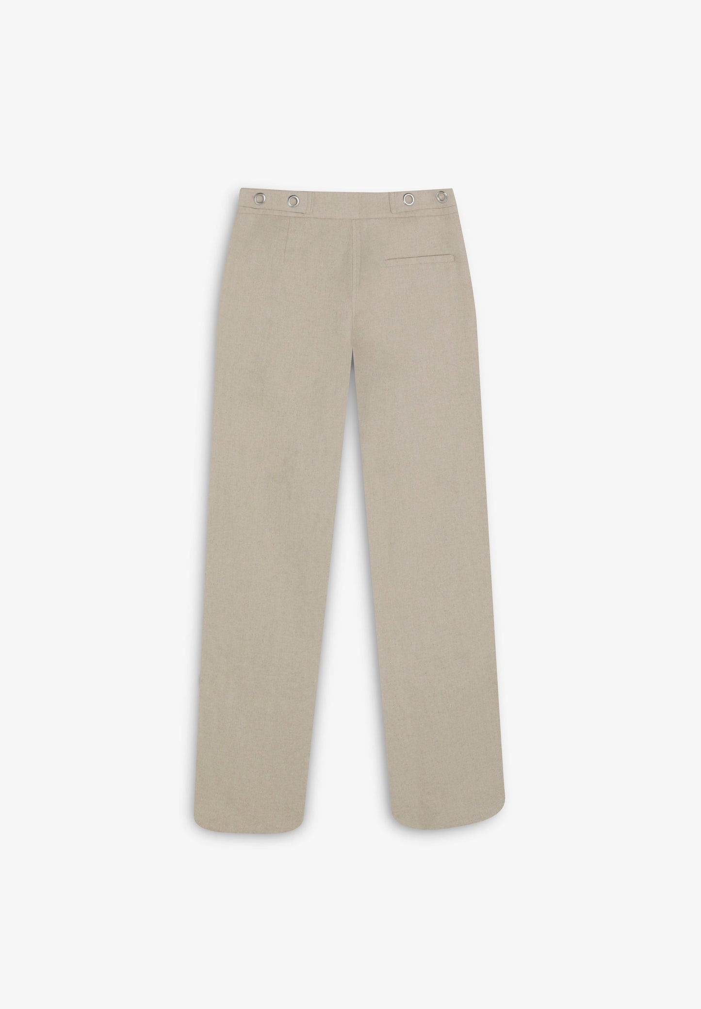 LINEN TROUSERS WITH METAL DETAILS