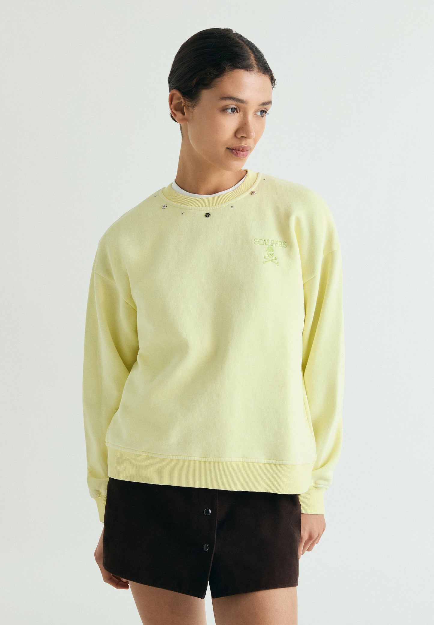 SCMARBLE STUDS SKULL SWEATER