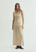 DRAPED MIDI DRESS WITH METAL DETAIL