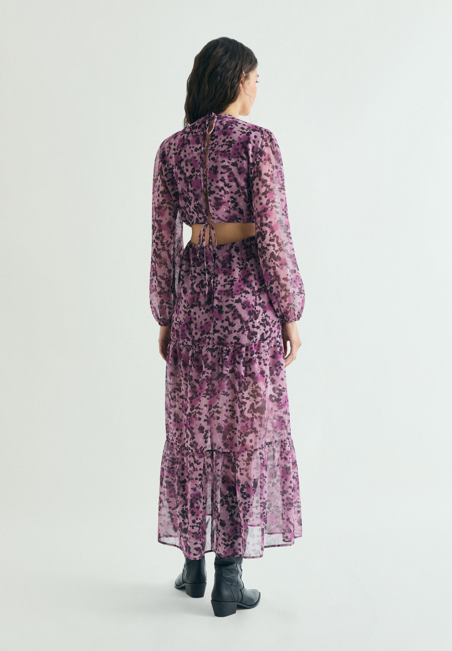 PRINTED MIDI DRESS WITH OPENINGS