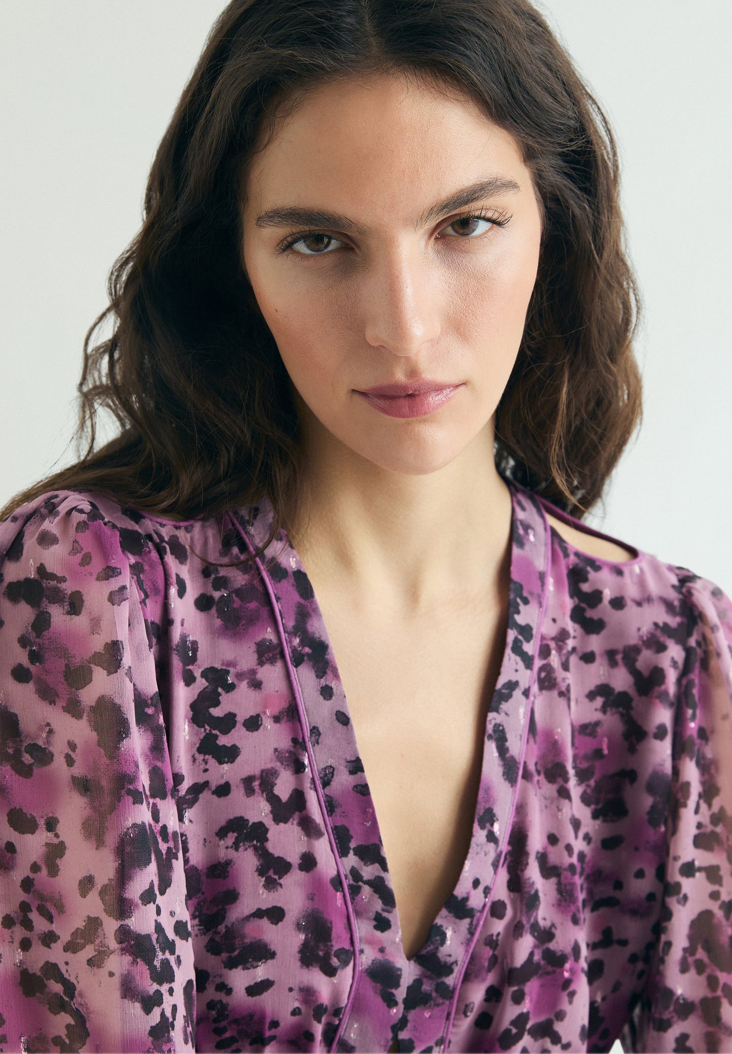 PRINTED MIDI DRESS WITH OPENINGS