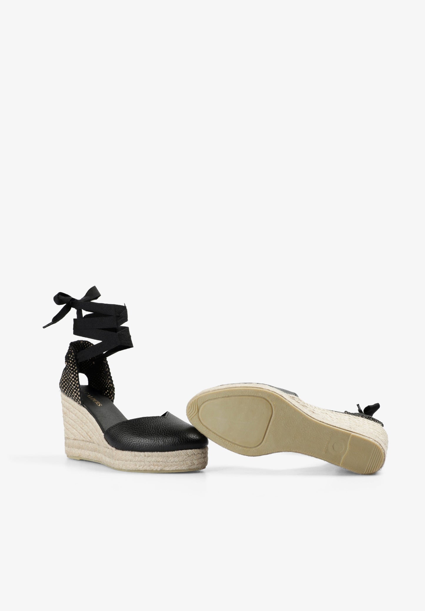 LEATHER SANDALS WITH ESPARTO GRASS WEDGE