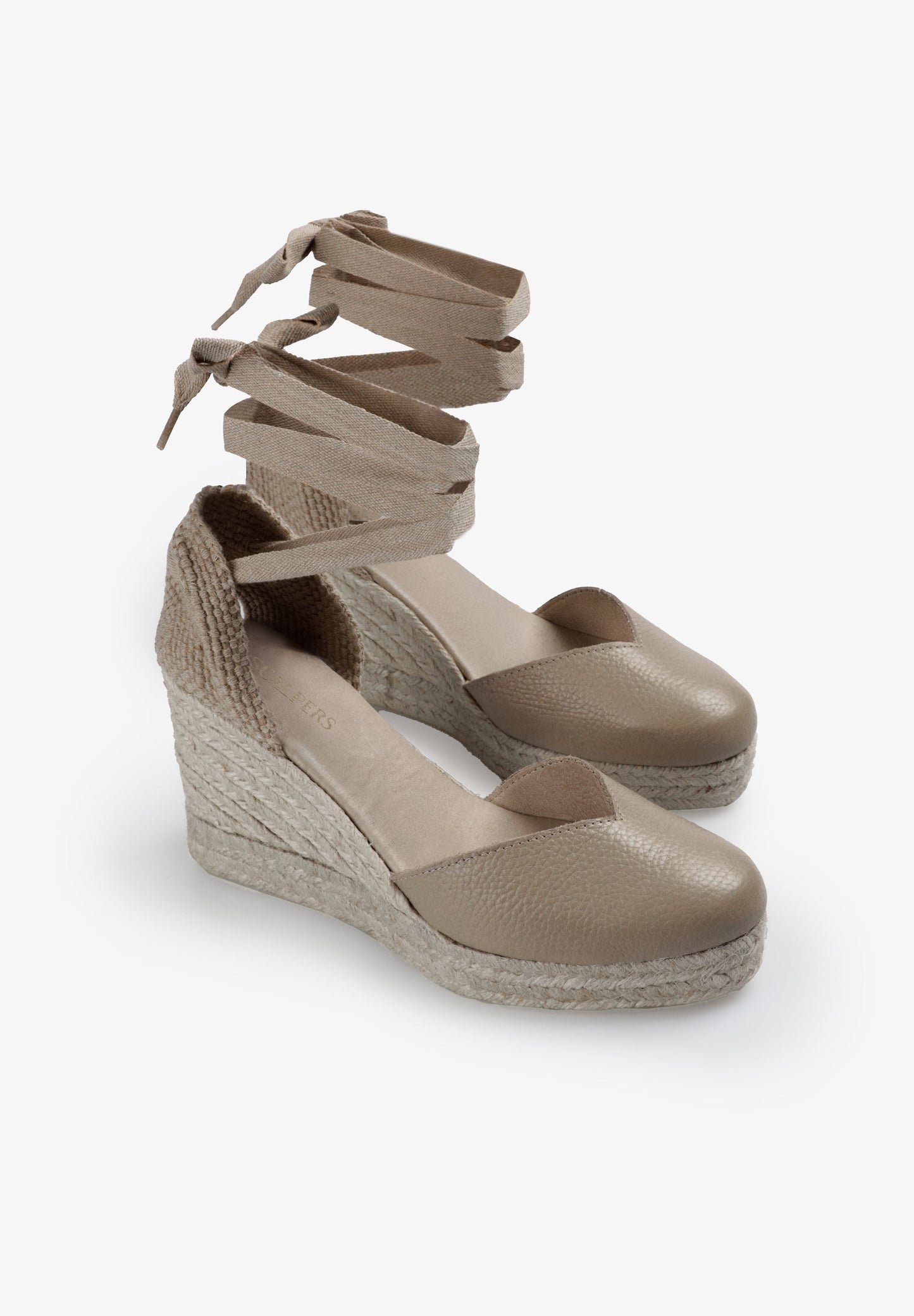 LEATHER SANDALS WITH ESPARTO GRASS WEDGE