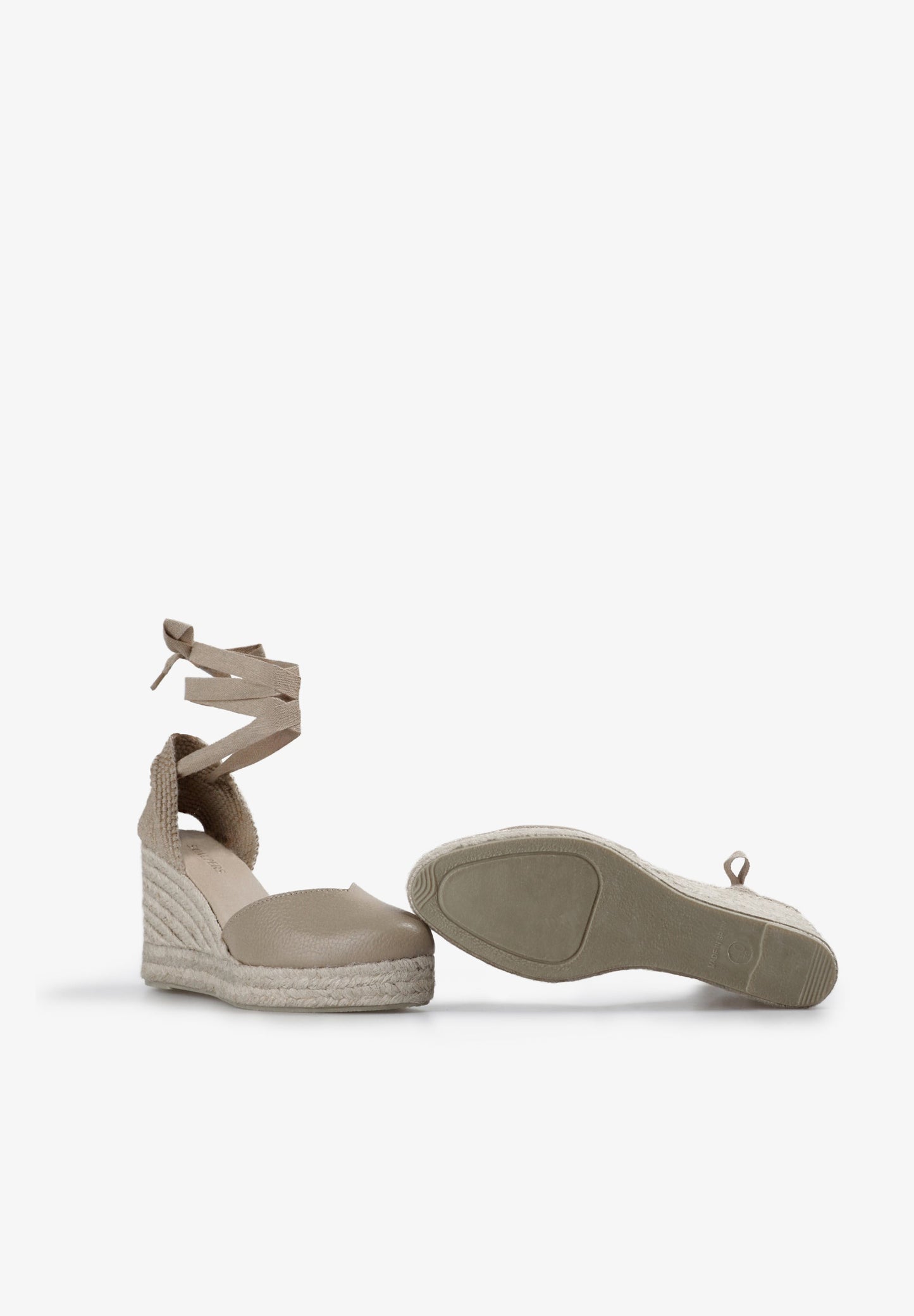 LEATHER SANDALS WITH ESPARTO GRASS WEDGE