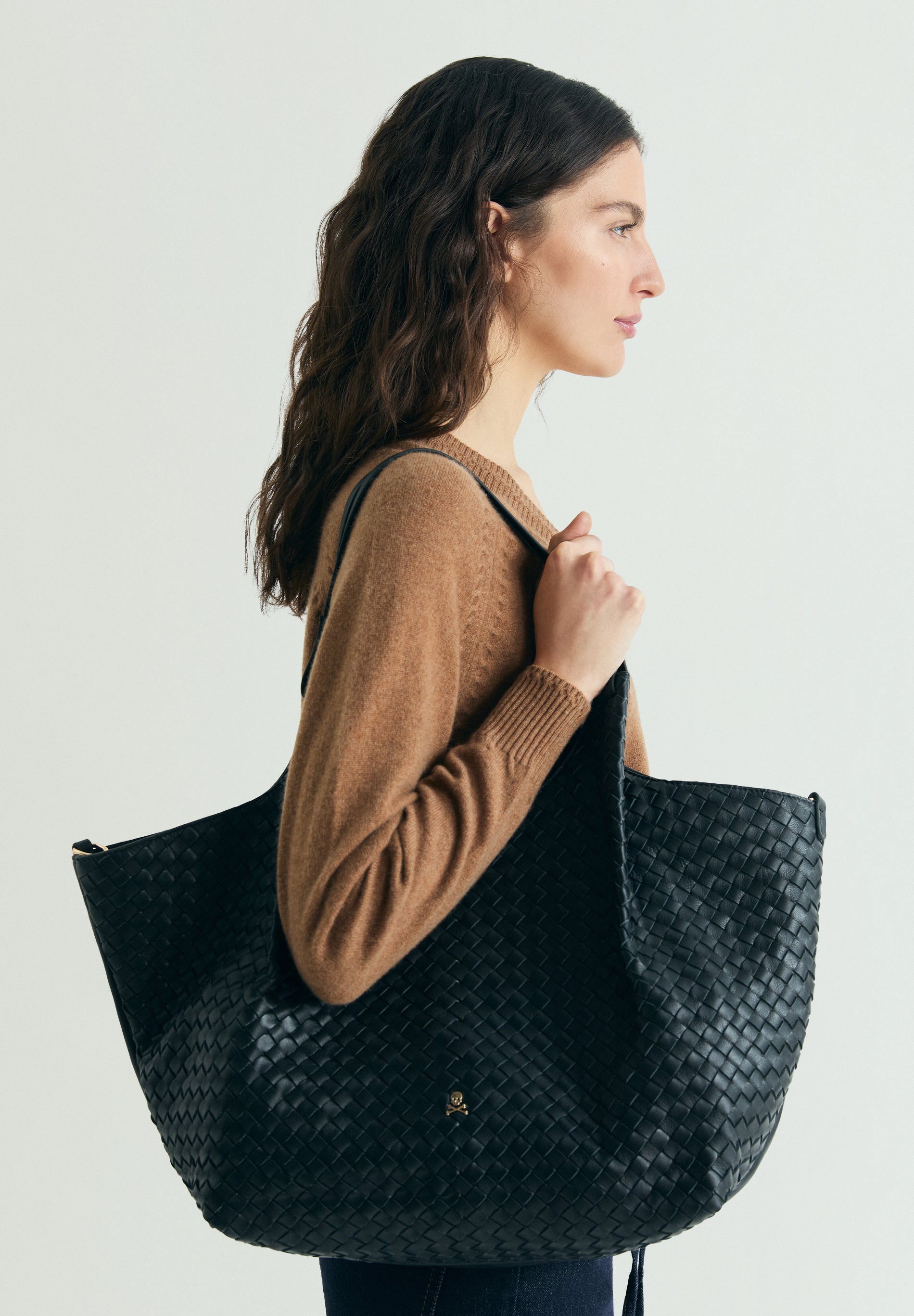 BRAIDED LEATHER TOTE BAG