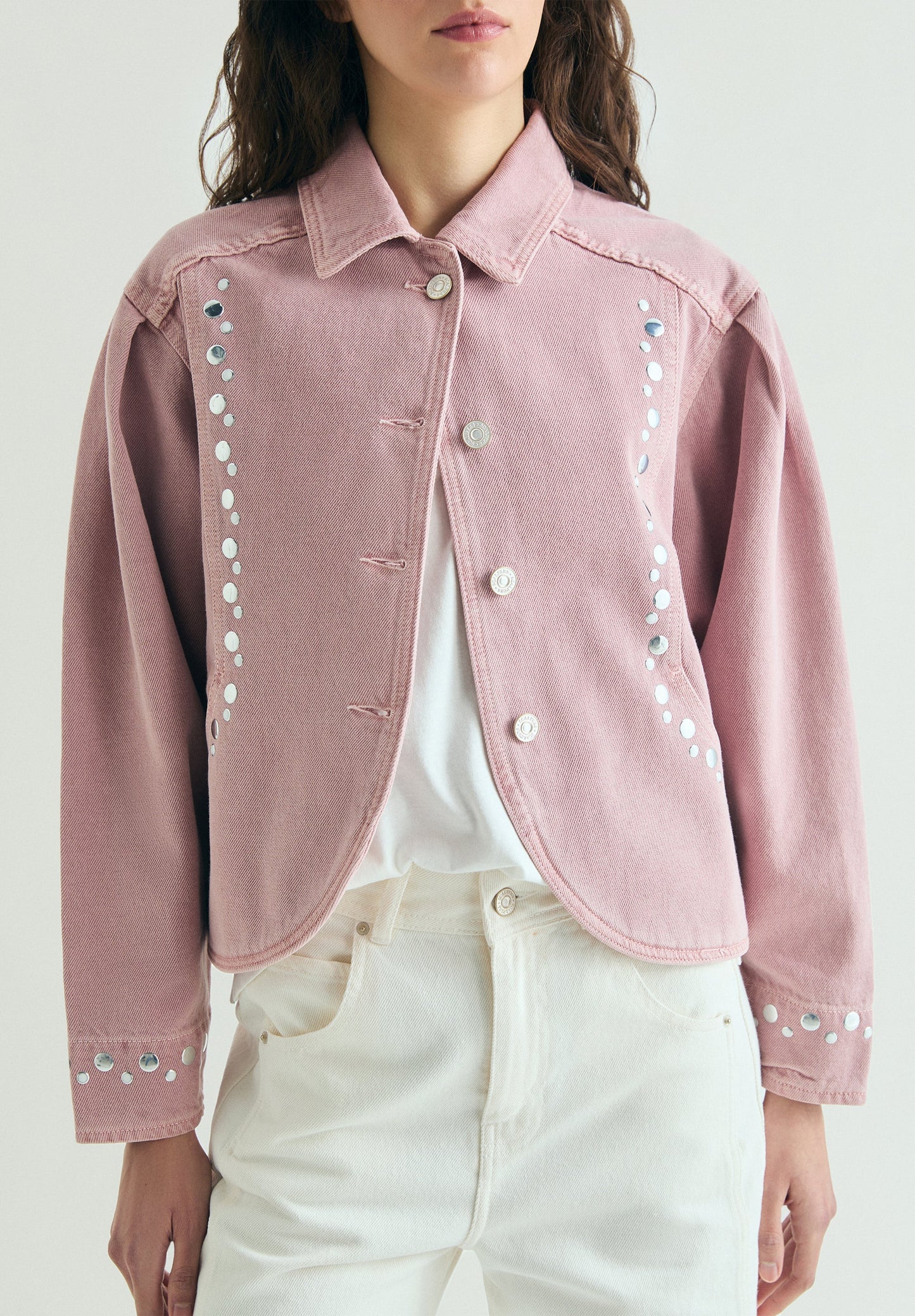 DENIM-CARDIGAN MIT NIETEN