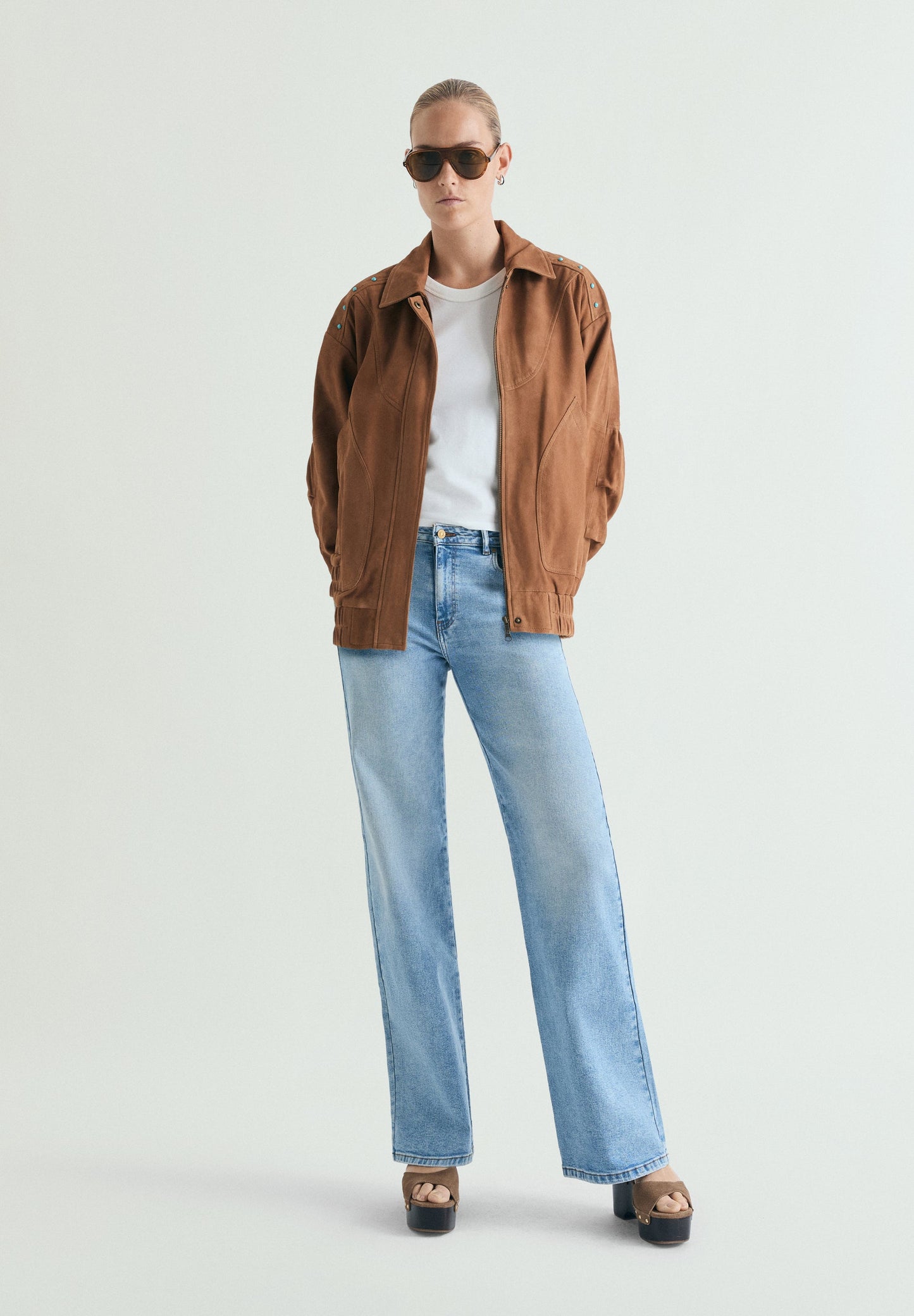 VESTE BOMBER DAIM CLOUS