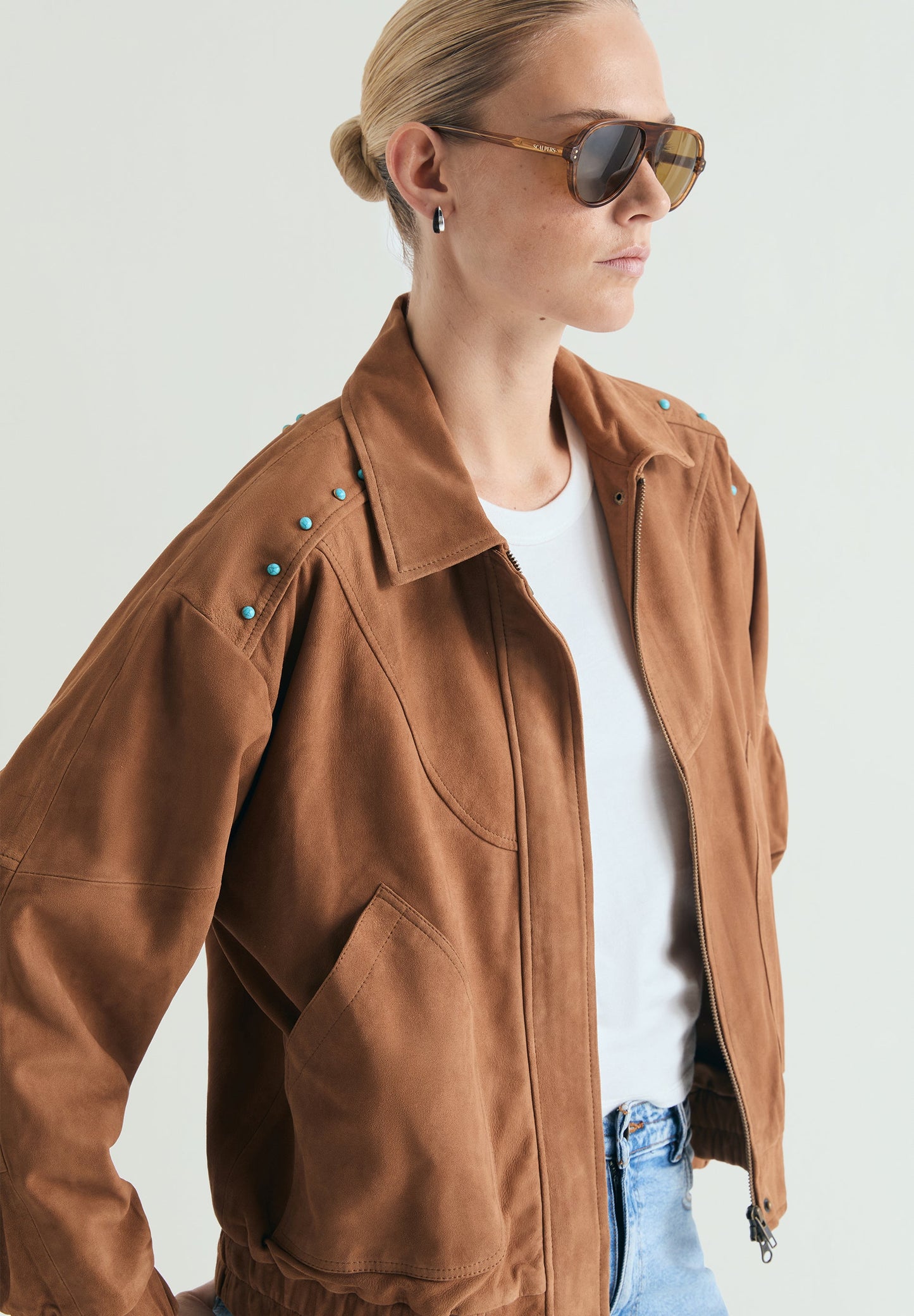 VESTE BOMBER DAIM CLOUS