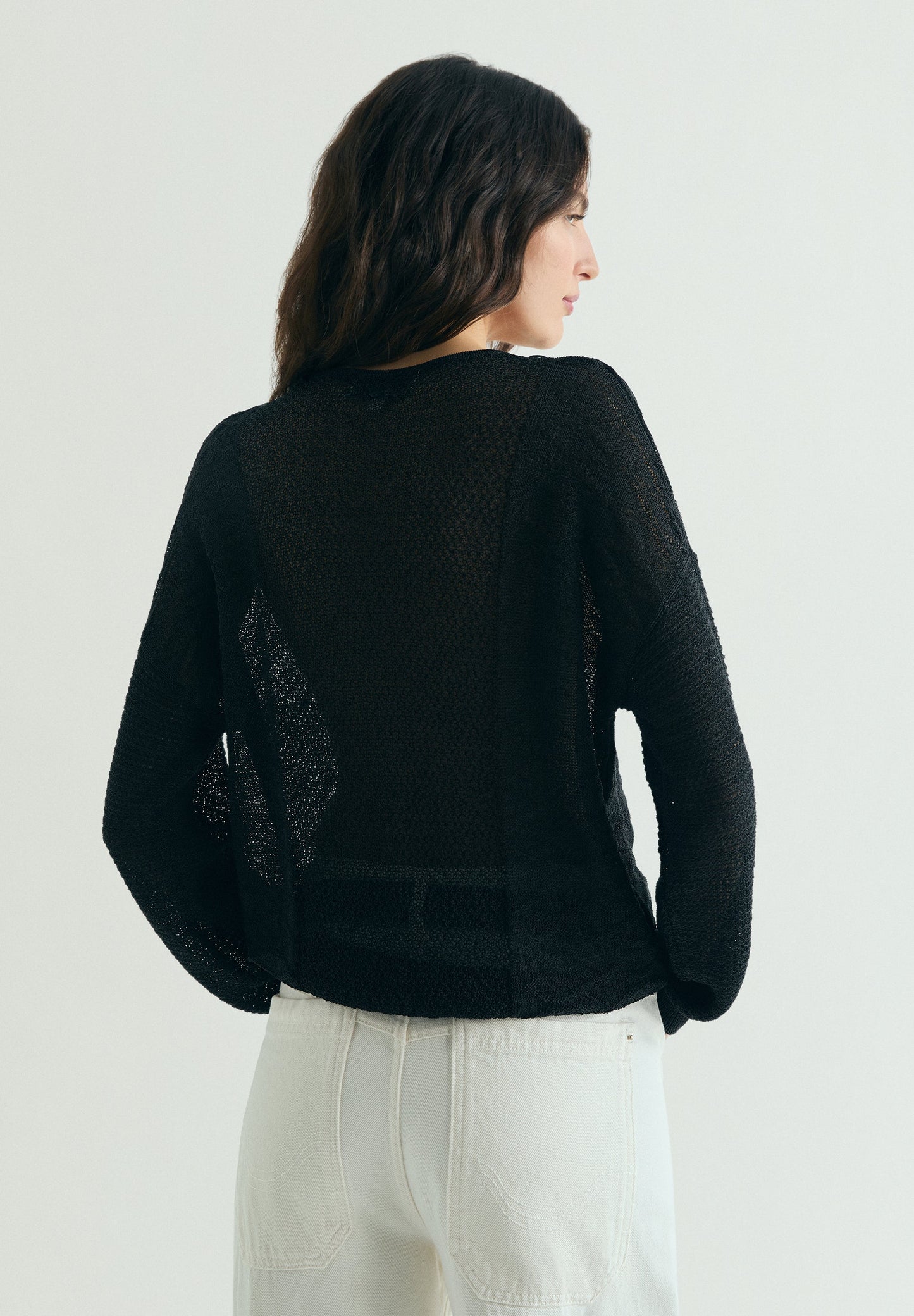 OPENWORK JUMPER WITH FRINGES