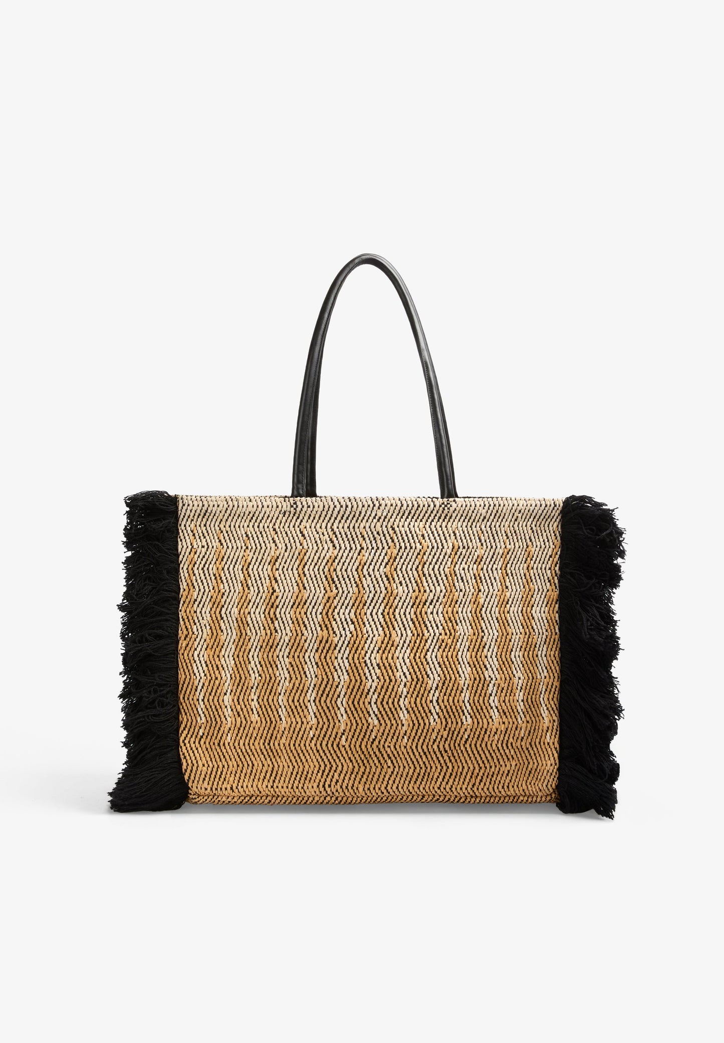 NATURAL FIBRE TOTE BAG WITH FRINGES