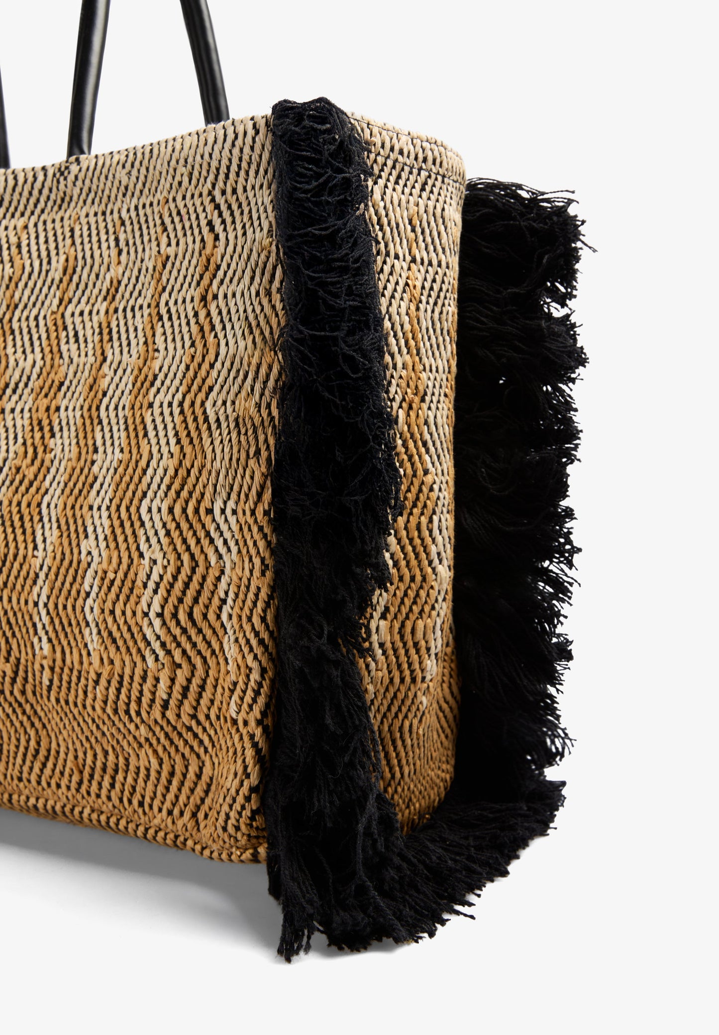 NATURAL FIBRE TOTE BAG WITH FRINGES