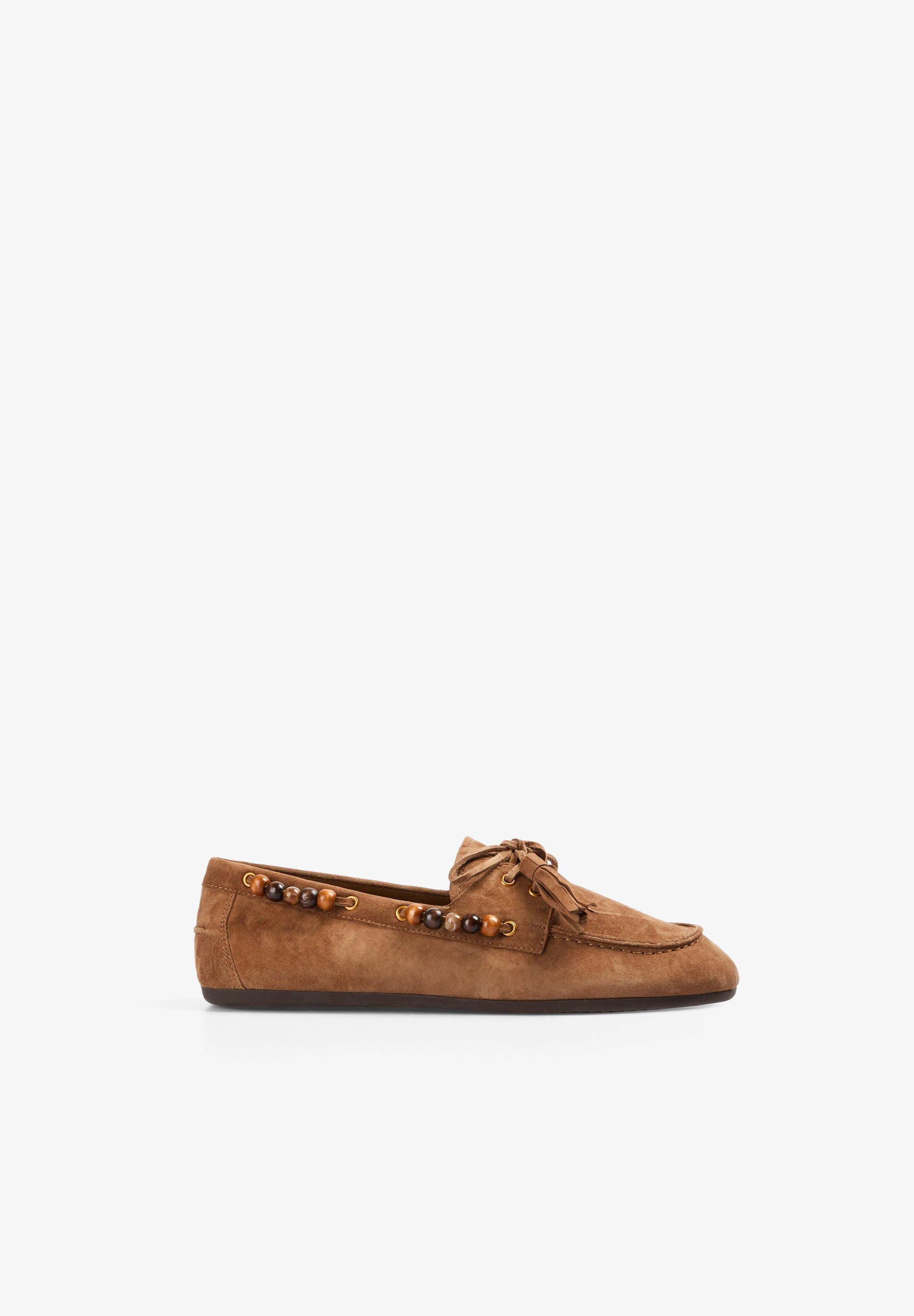 SUEDE LOAFERS WITH BEADS
