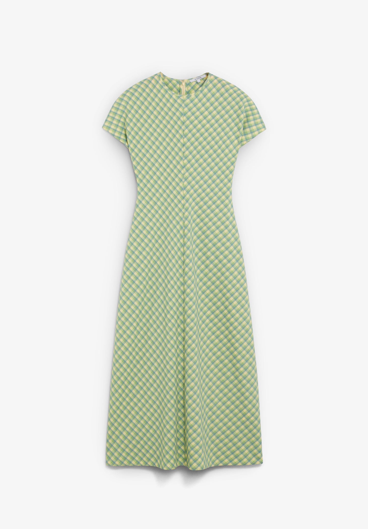 CHECK PRINT MIDI DRESS