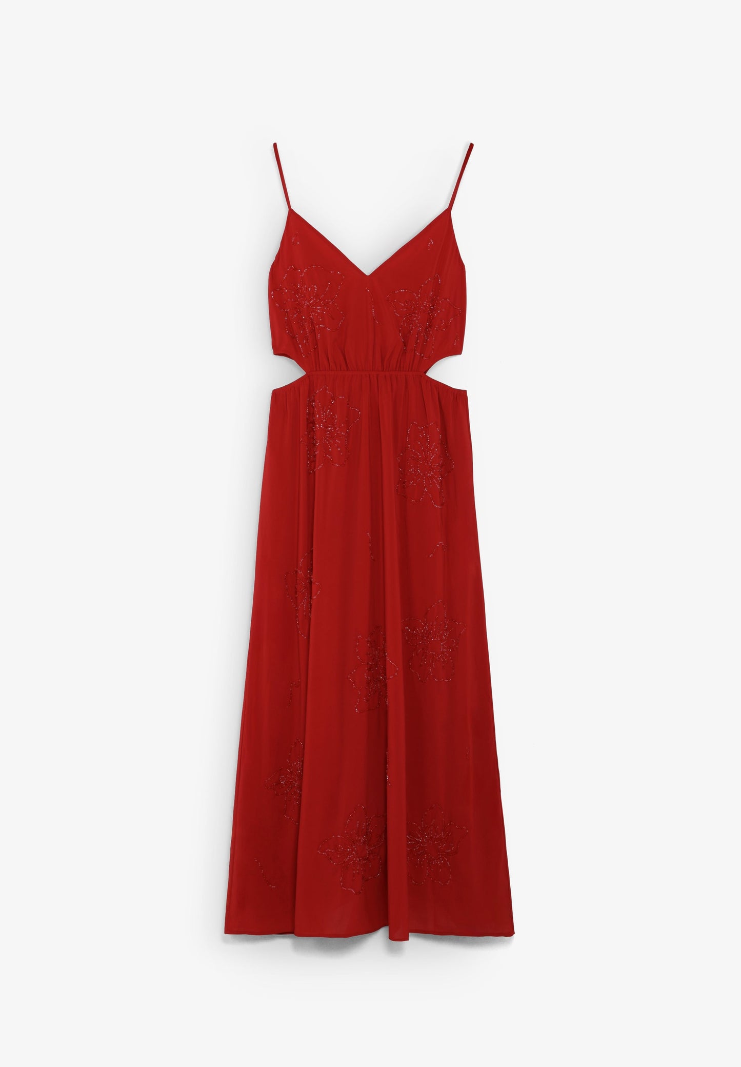 MID DRESS WITH BEADS AND CUT-OUT