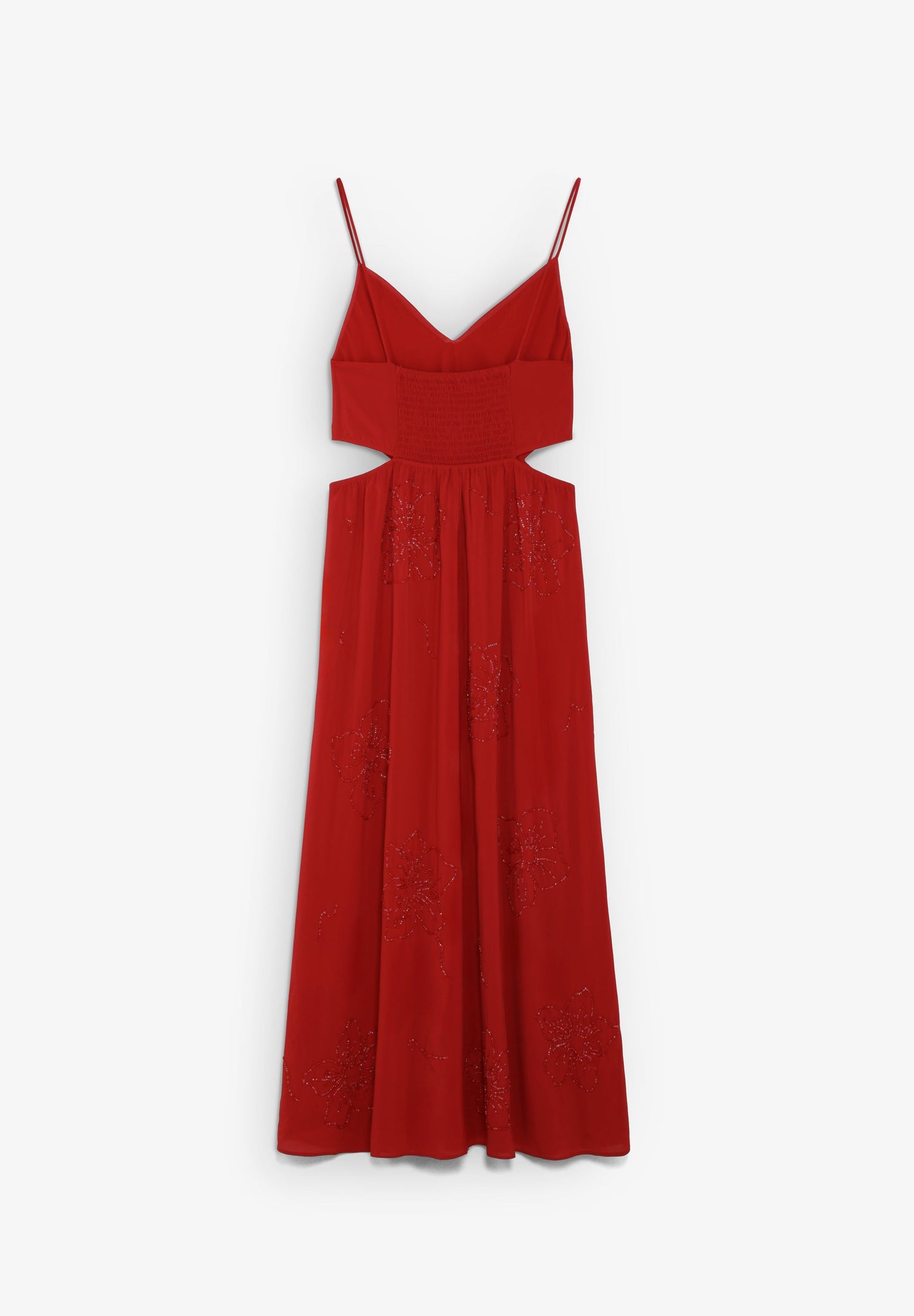 MID DRESS WITH BEADS AND CUT-OUT