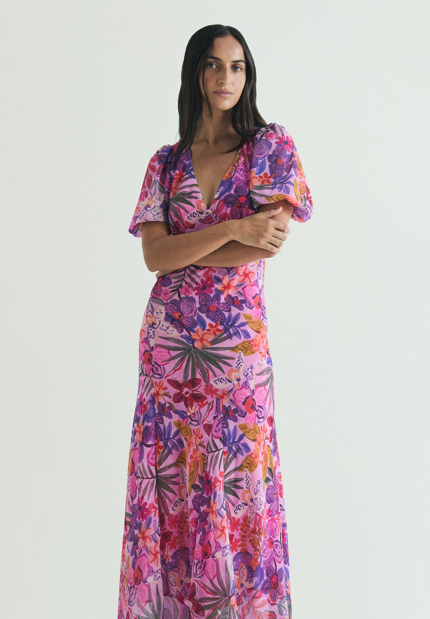 MAXIKLEID MIT BLUMENDRUCK