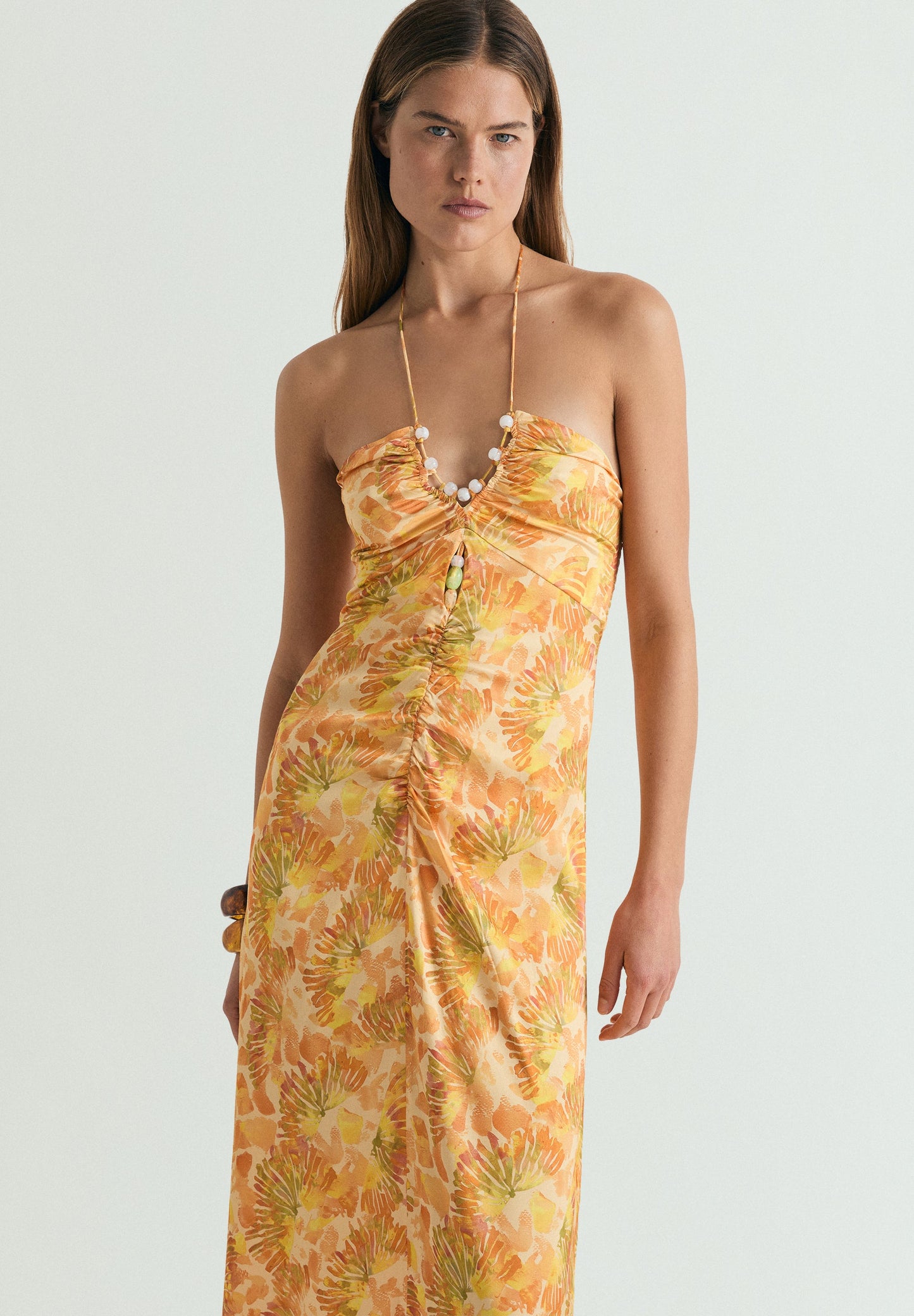 ROBE MAXI ENCOLURE AMÉRICAINE
