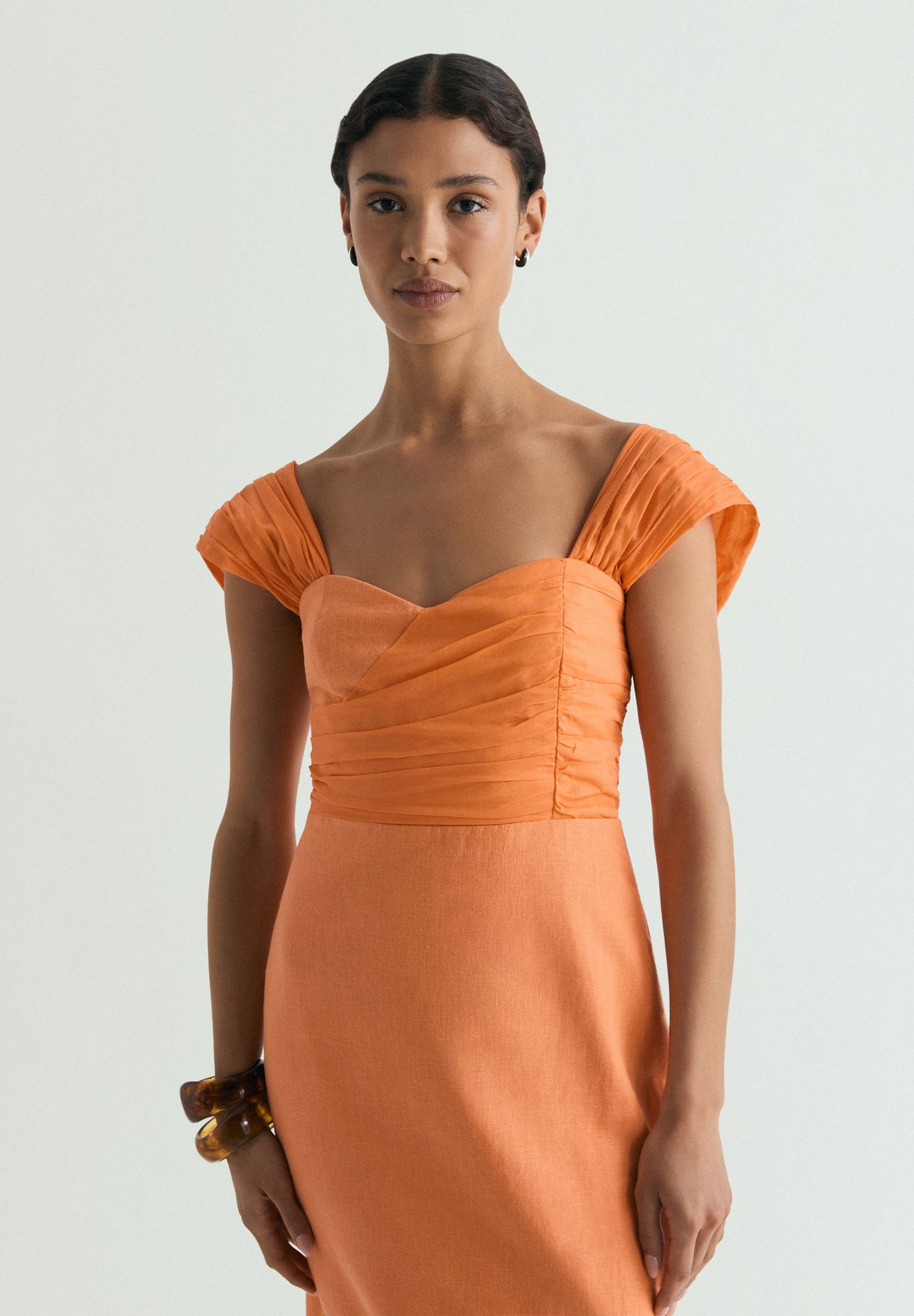 DRAPED LINEN DRESS