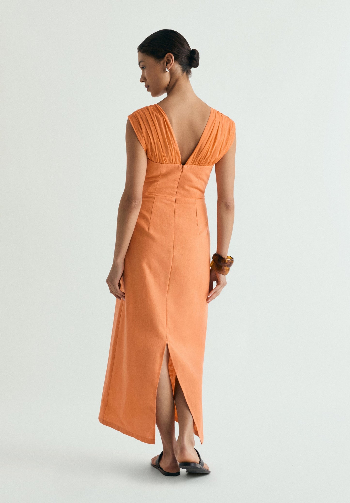DRAPED LINEN DRESS