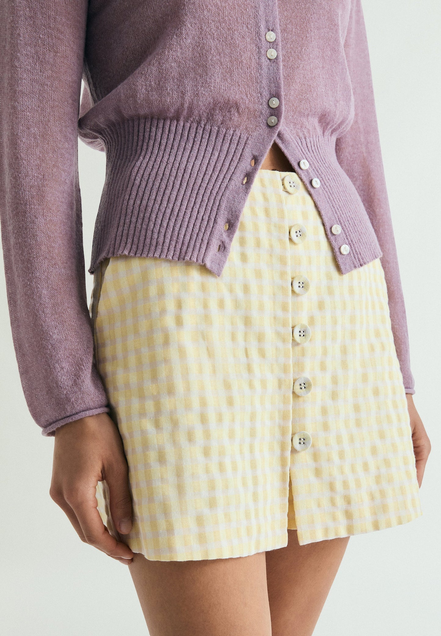 GINGHAM SKORT WITH BUTTONS
