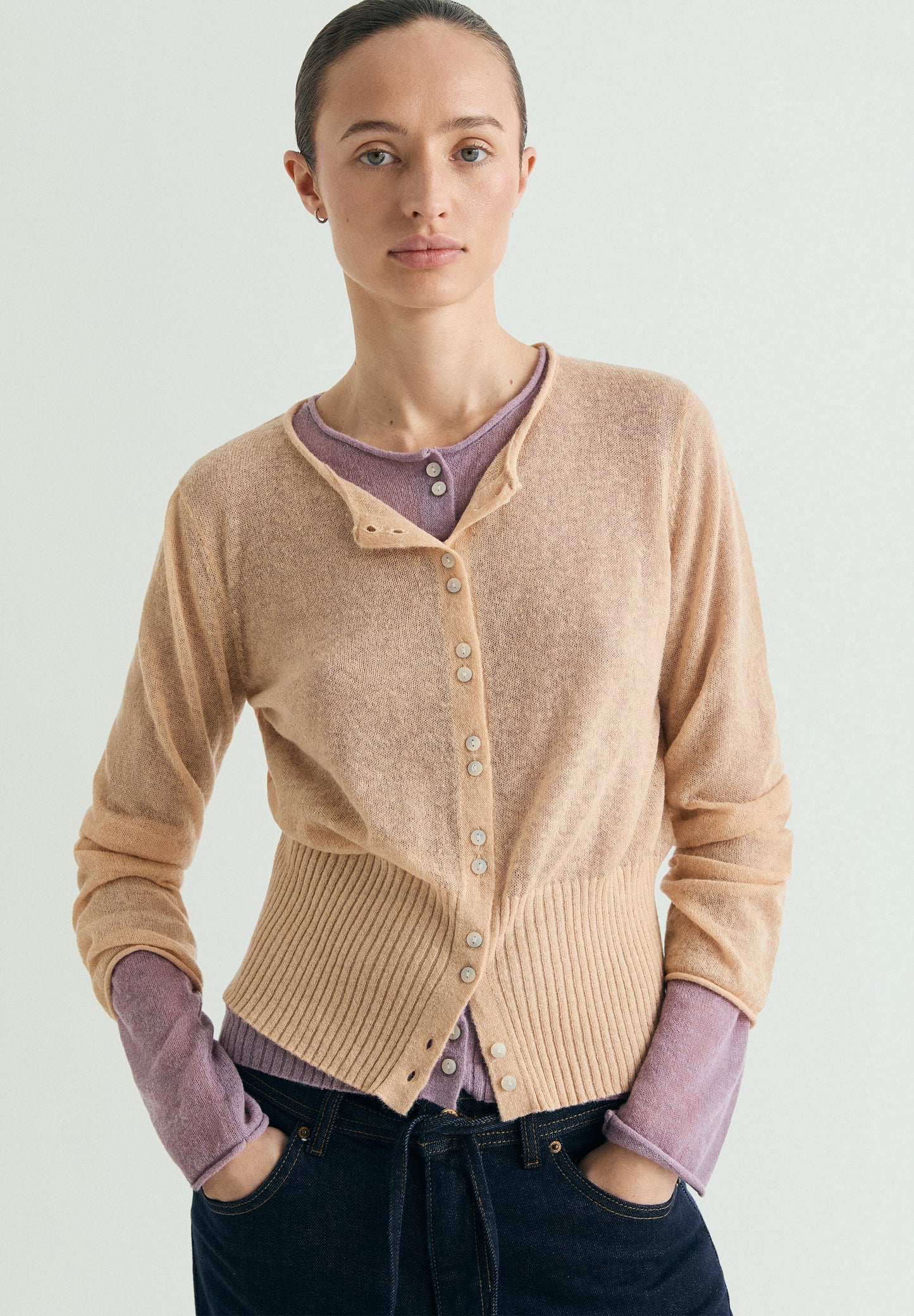 CARDIGAN WITH TIE NECK