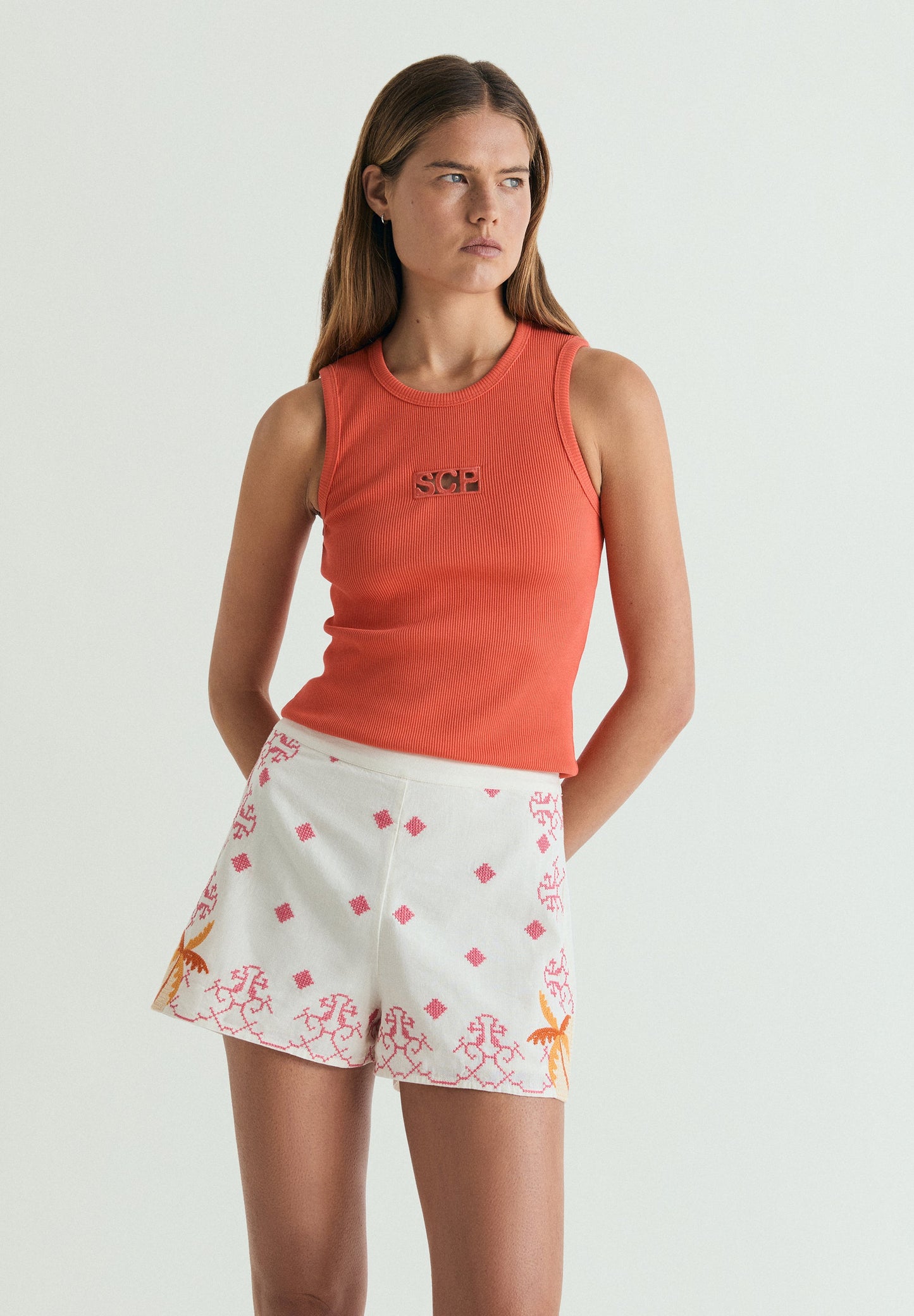 MULTICOLOURED EMBROIDERED SHORTS