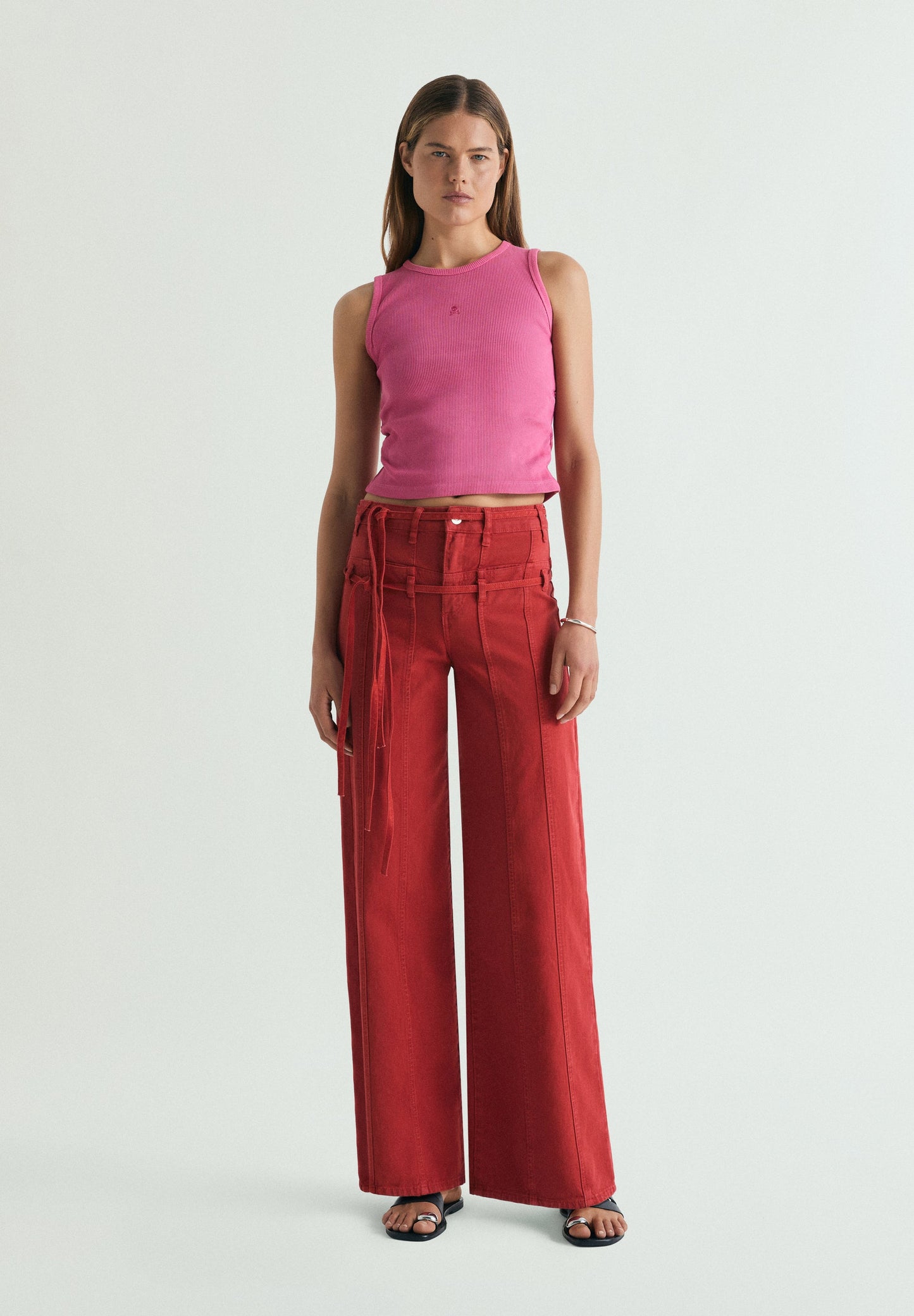 PANTALONI IN DENIM CON DOPPIA CINTURA